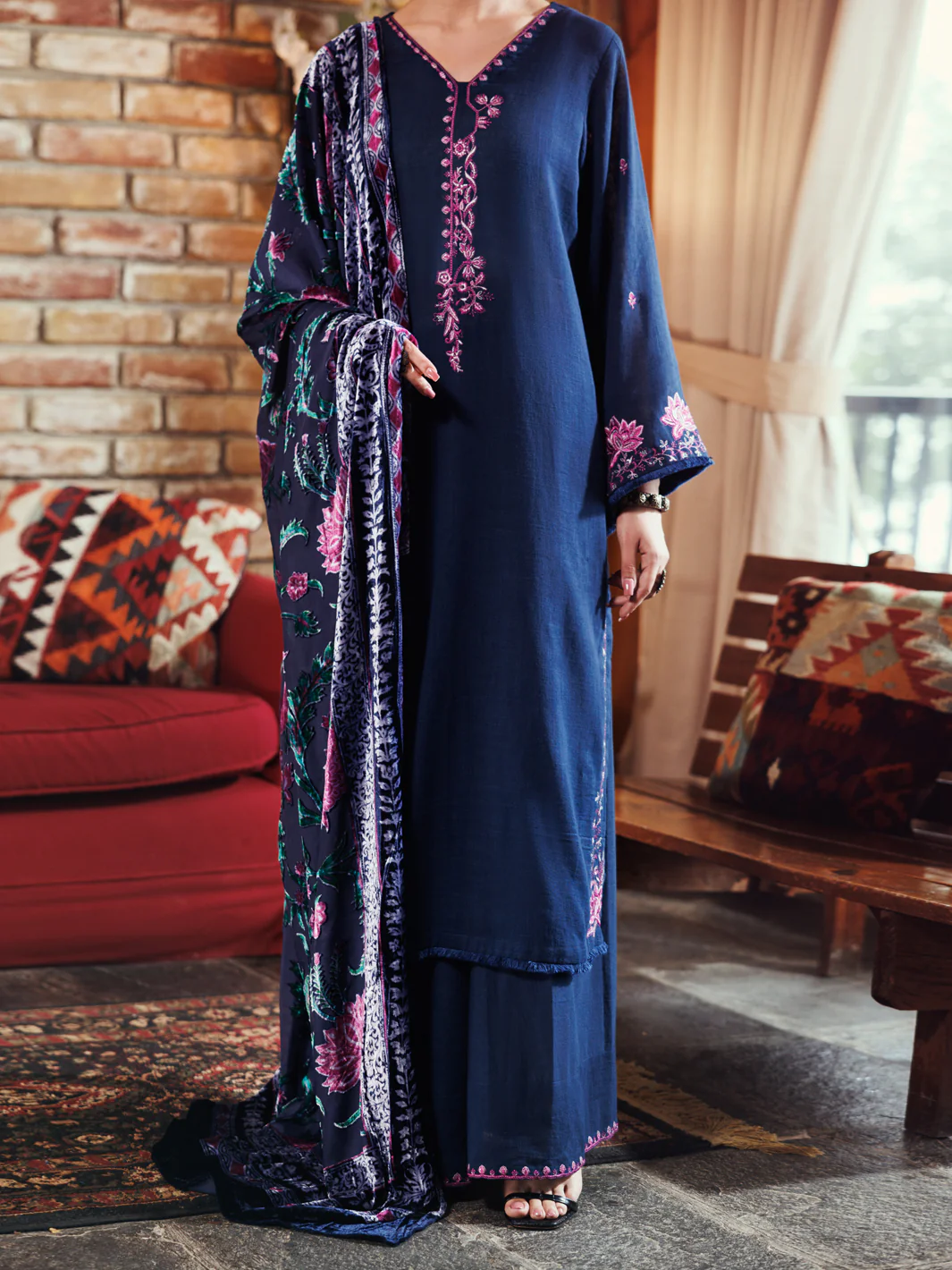 Blue Cross-Hedge 3Pc Unstitched - AWP-3PS-709