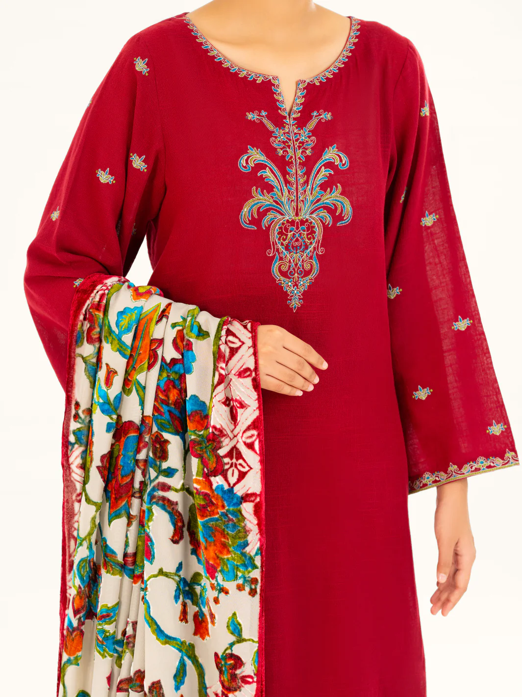 Maroon Cross-Hedge 3Pc Unstitched - AWP-3PS-710 - Image 3