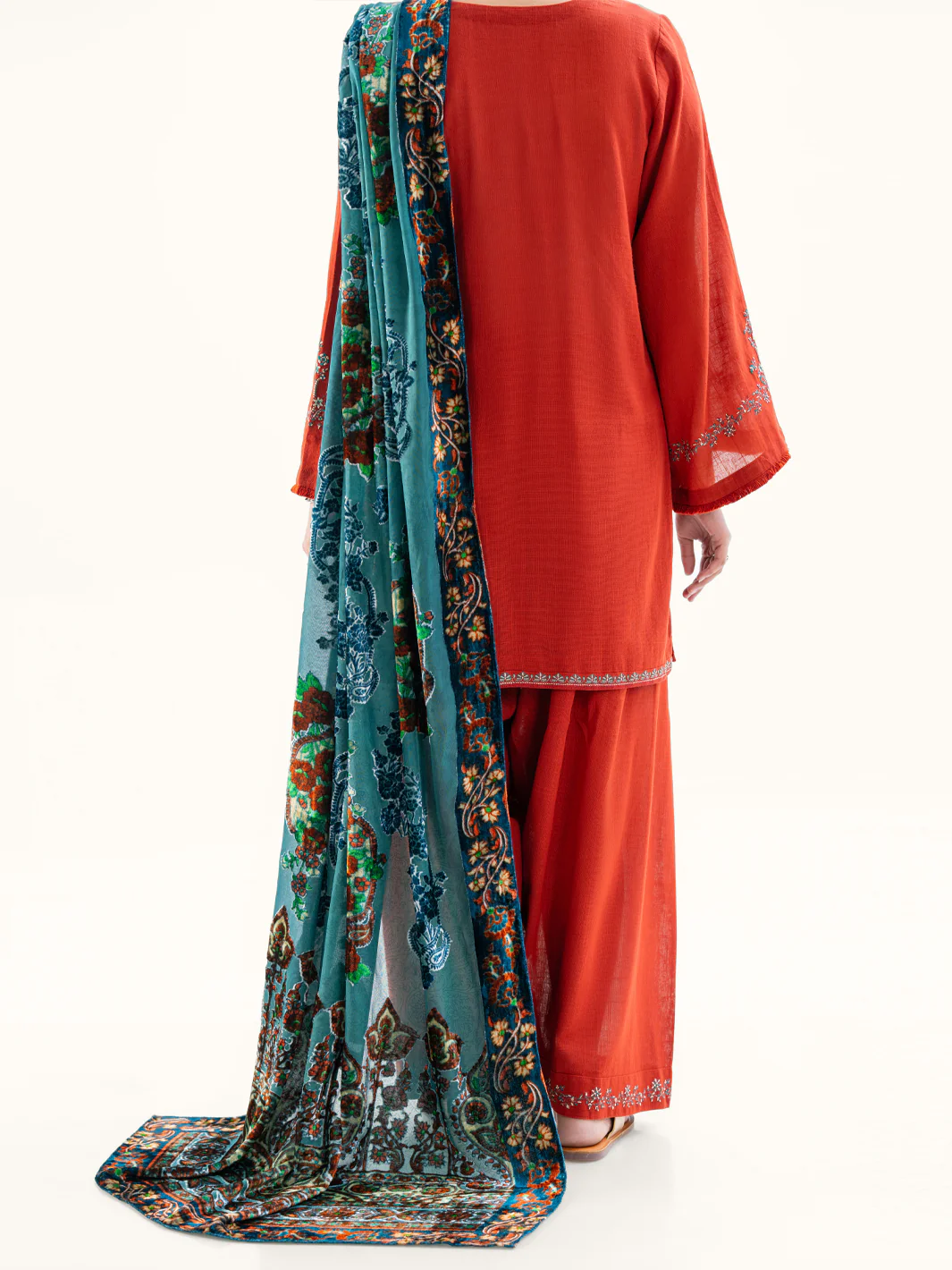 Orange Crosshatch 3Pc Stitched - AWP-3PS-711 - Image 2