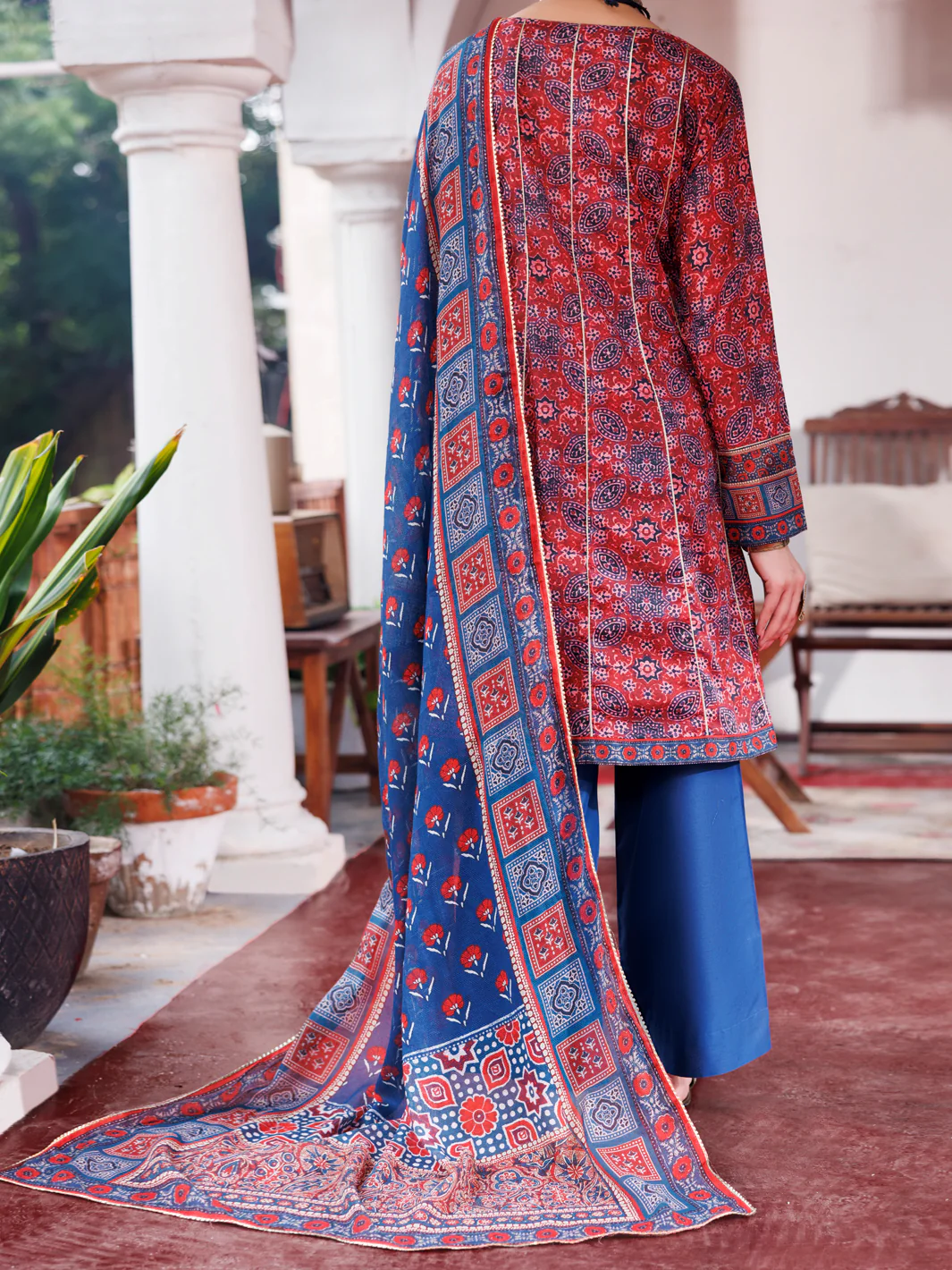 Maroon Cambric 3Pc Stitched - AWP-3PS-737A - Image 3