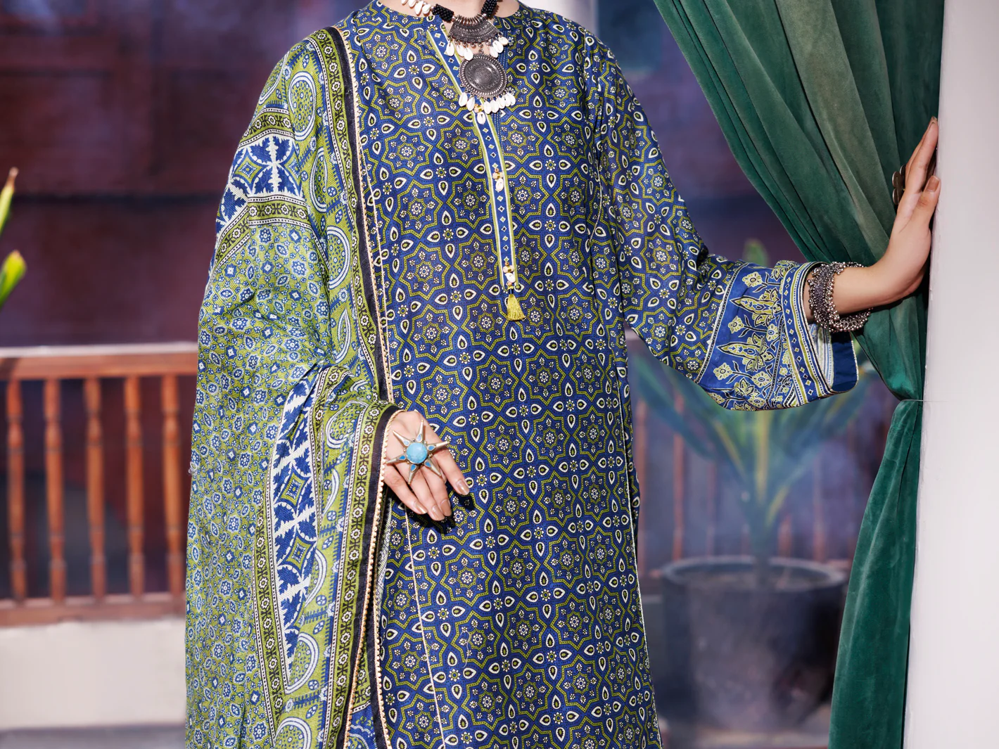 Blue Cambric 3Pc Stitched - AWP-3PS-738A - Image 4