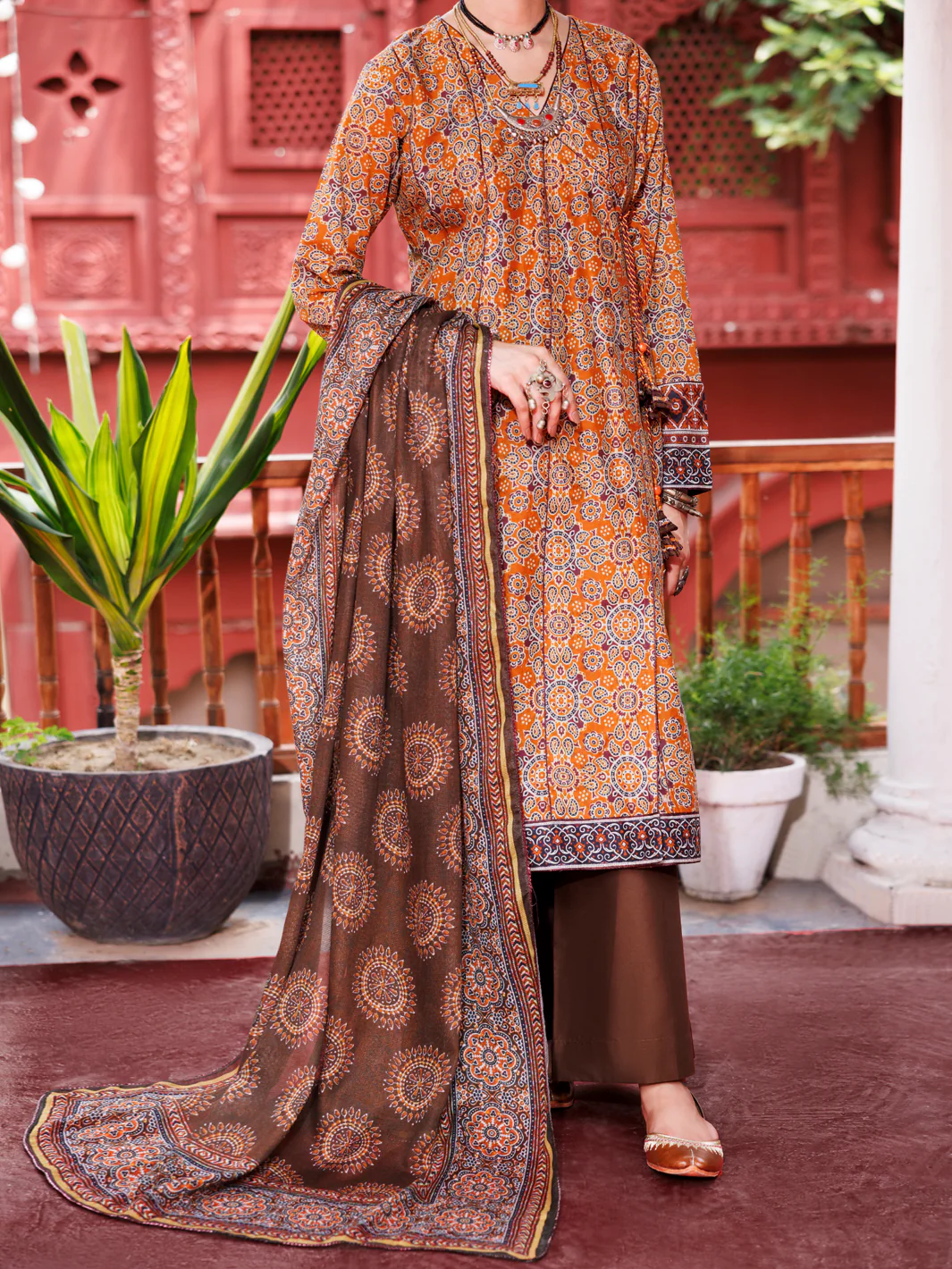 Brown Cambric 3Pc Stitched - AWP-3PS-739A