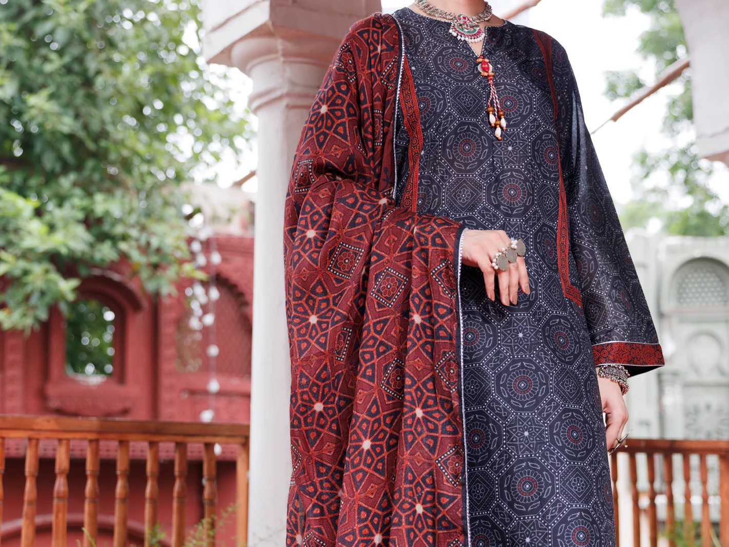 Black Cambric 3Pc Stitched - AWP-3PS-740A - Image 4