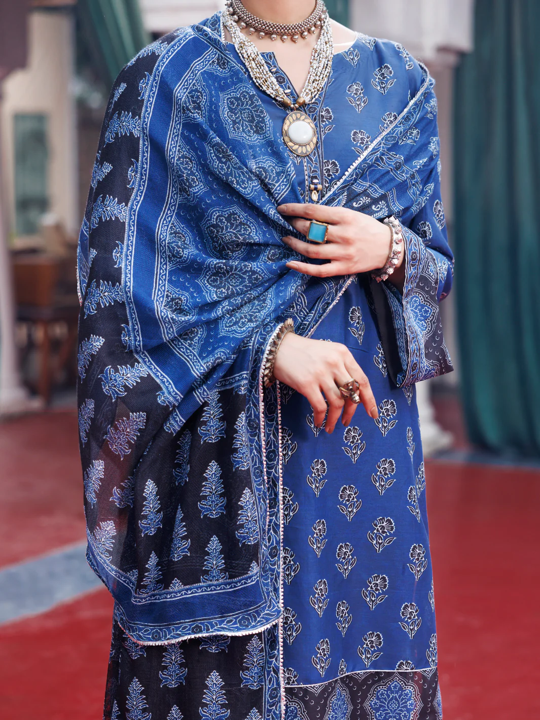 Blue Cambric 3Pc Stitched - AWP-3PS-741A - Image 3