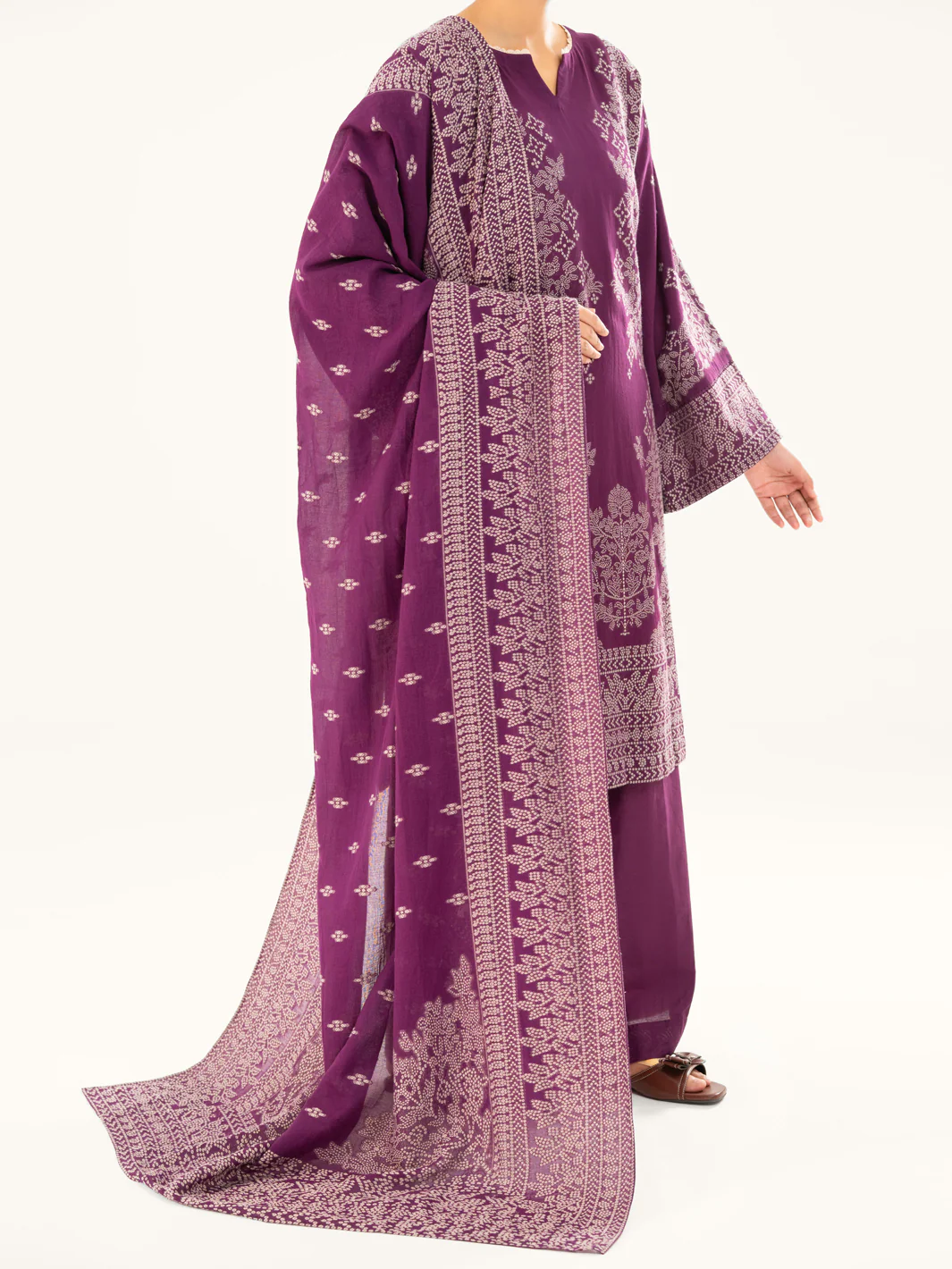 Purple Jacquard 3Pc Stitched - AWP-3PS-751 - Image 4