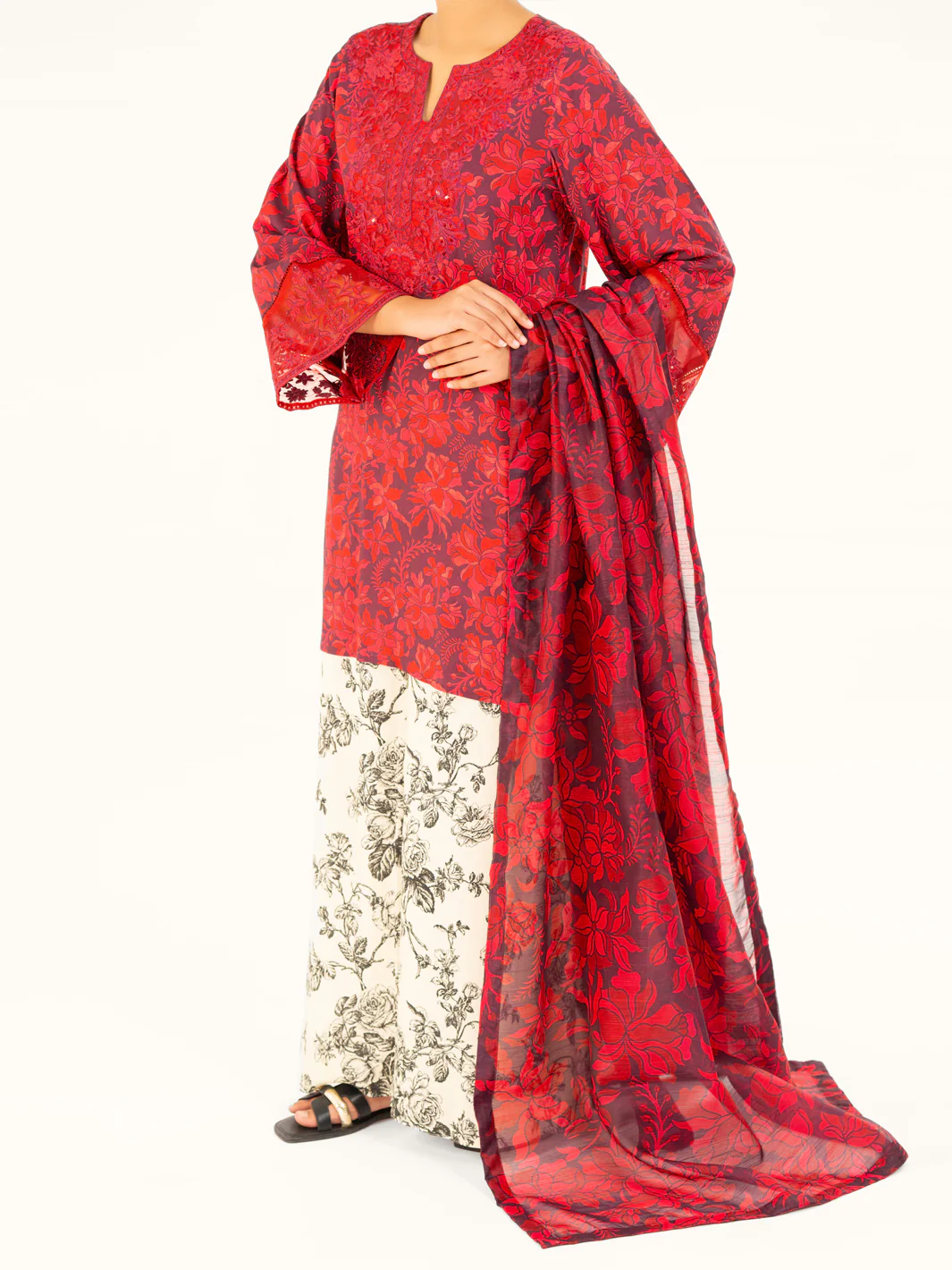 Red Viscose 3Pc Stitched - AWP-3PS-752 - Image 4