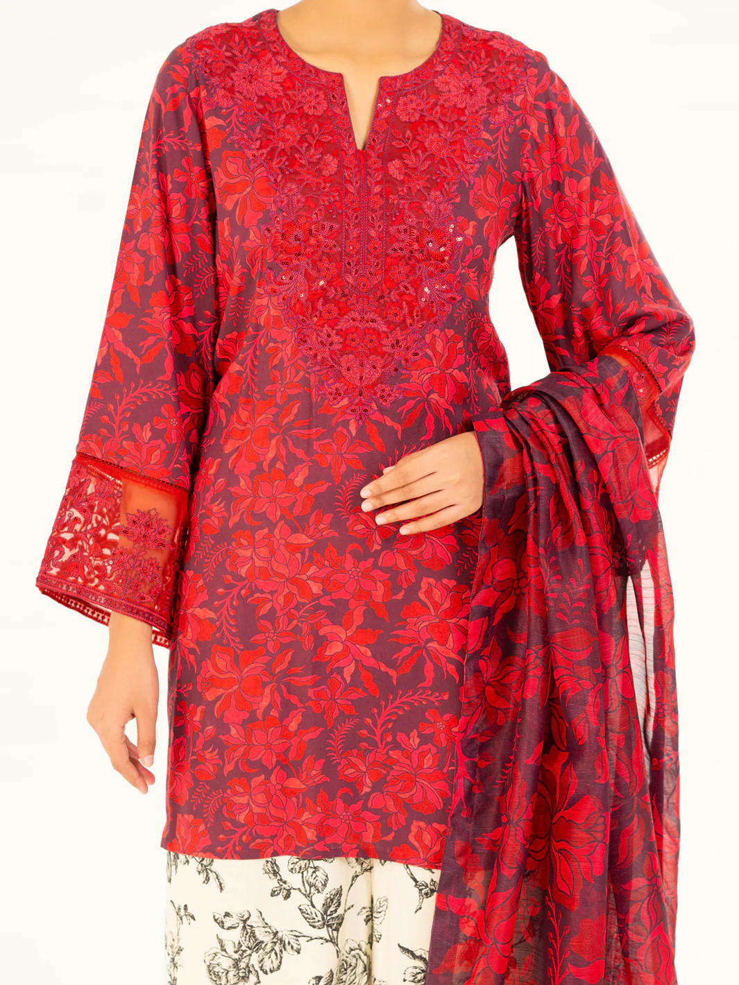 Red Viscose 3Pc Stitched - AWP-3PS-752 - Image 6