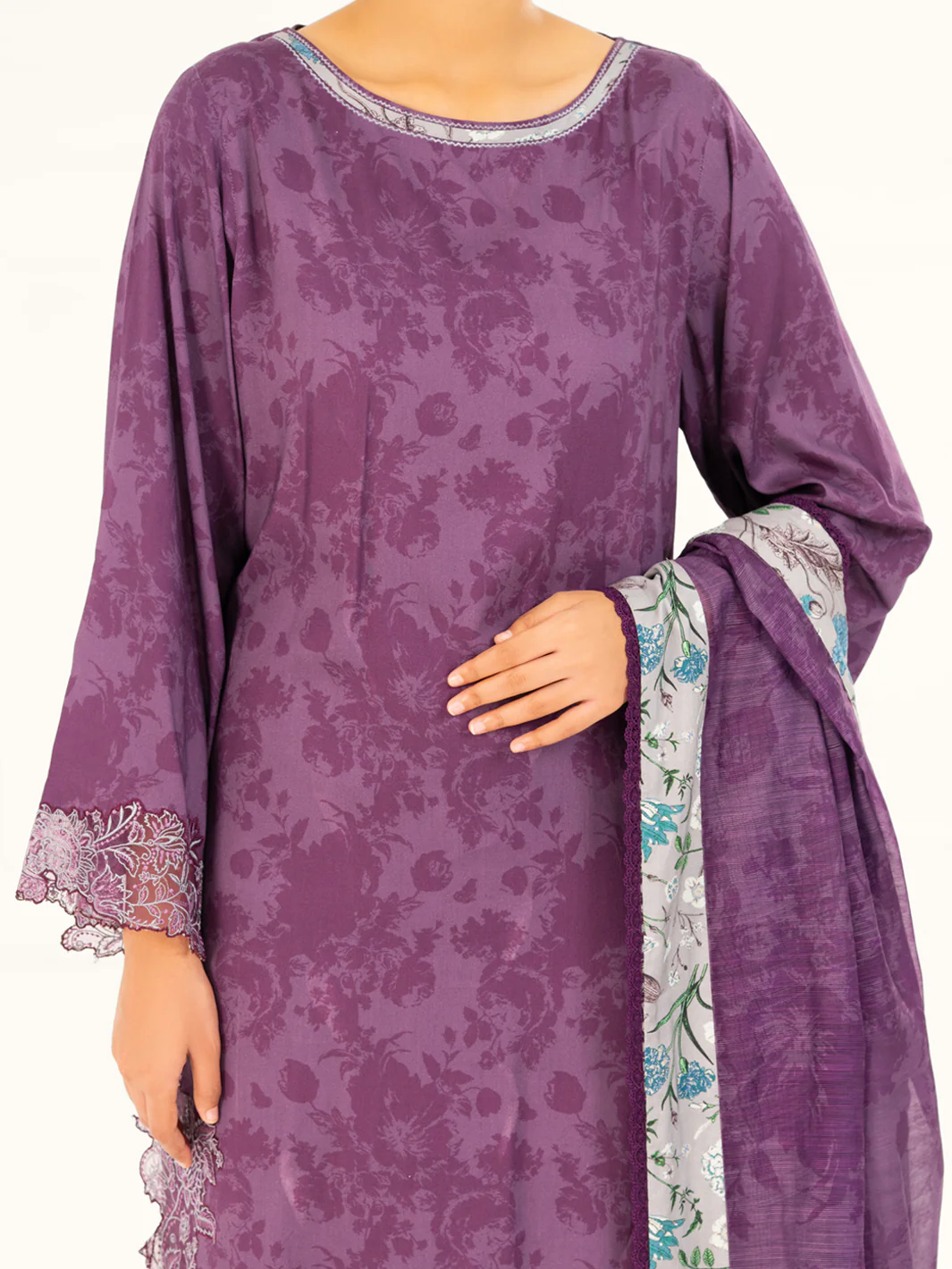 Purple Viscose 3Pc Stitched - AWP-3PS-754 - Image 3