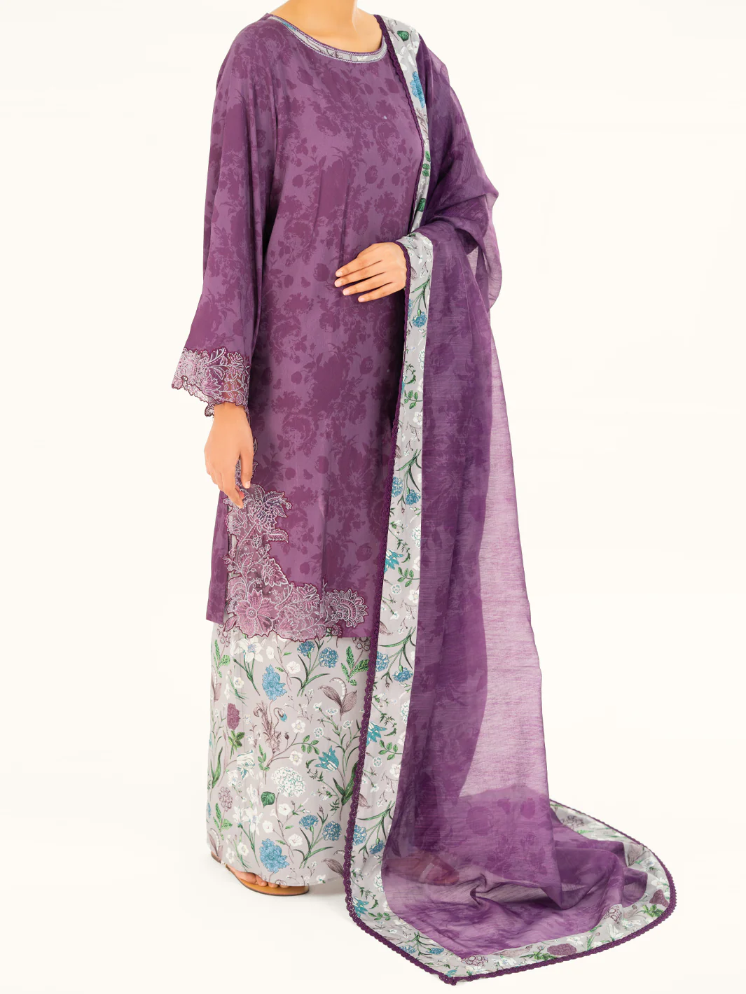 Purple Viscose 3Pc Stitched - AWP-3PS-754 - Image 4