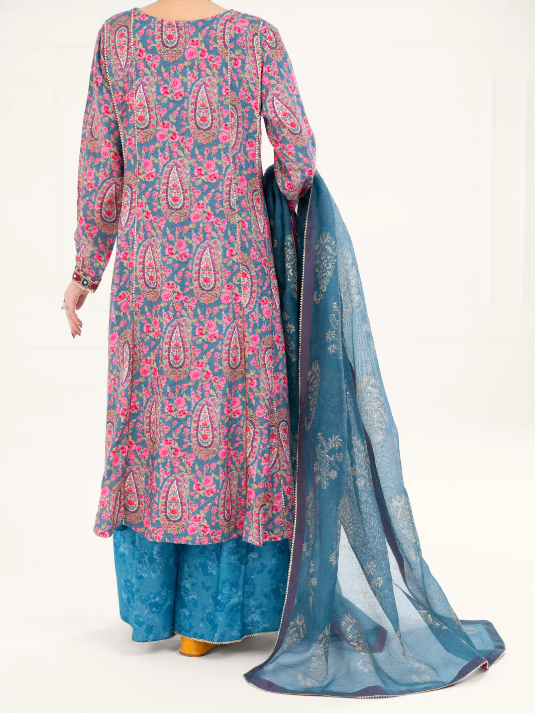 Teal Poly-Raw Silk 3Pc Stitched - AWP-3PS-756 - Image 2