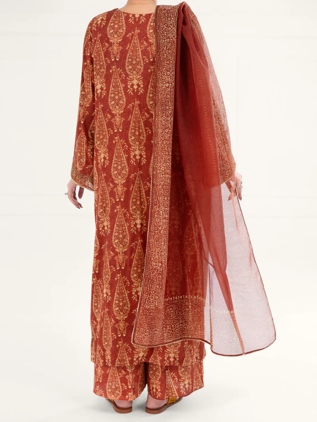 Brown Poly-Raw Silk 3Pc Stitched - AWP-3PS-757 - Image 2