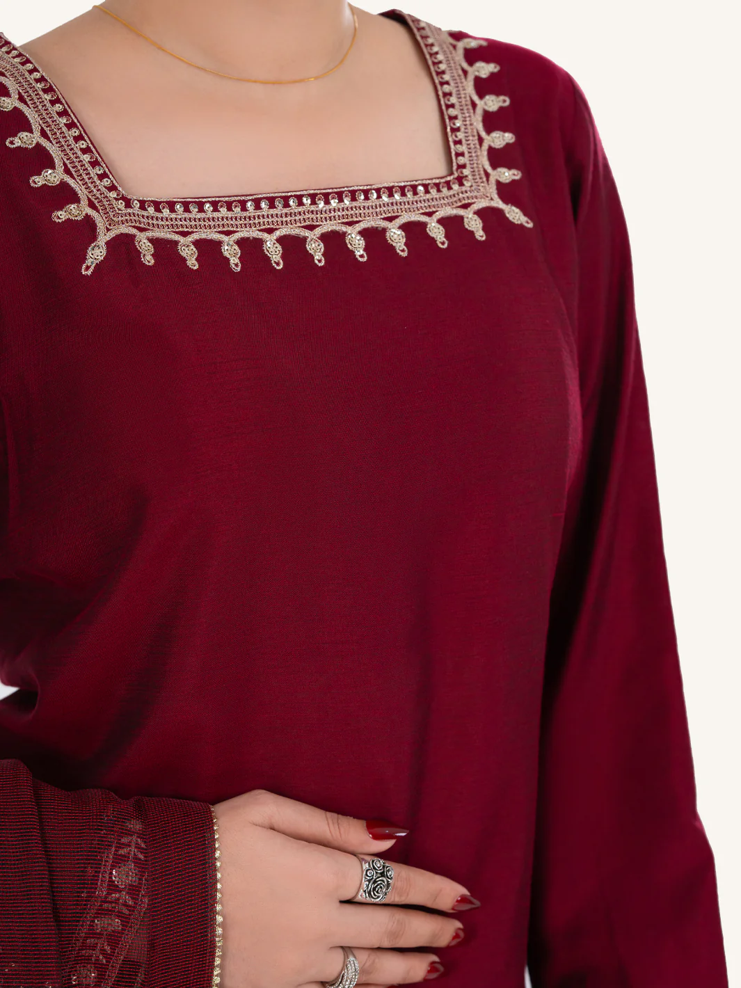 Maroon Yarn Dyed 3Pc Stitched - AWP-3PS-759 - Image 6