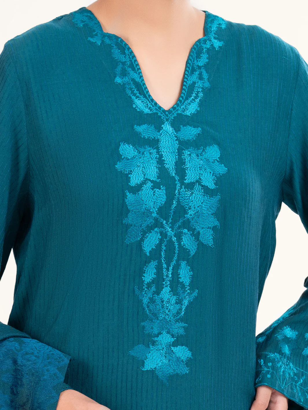 Teal Velvet Stripe 3Pc Stitched - AWP-3PS-765 - Image 7
