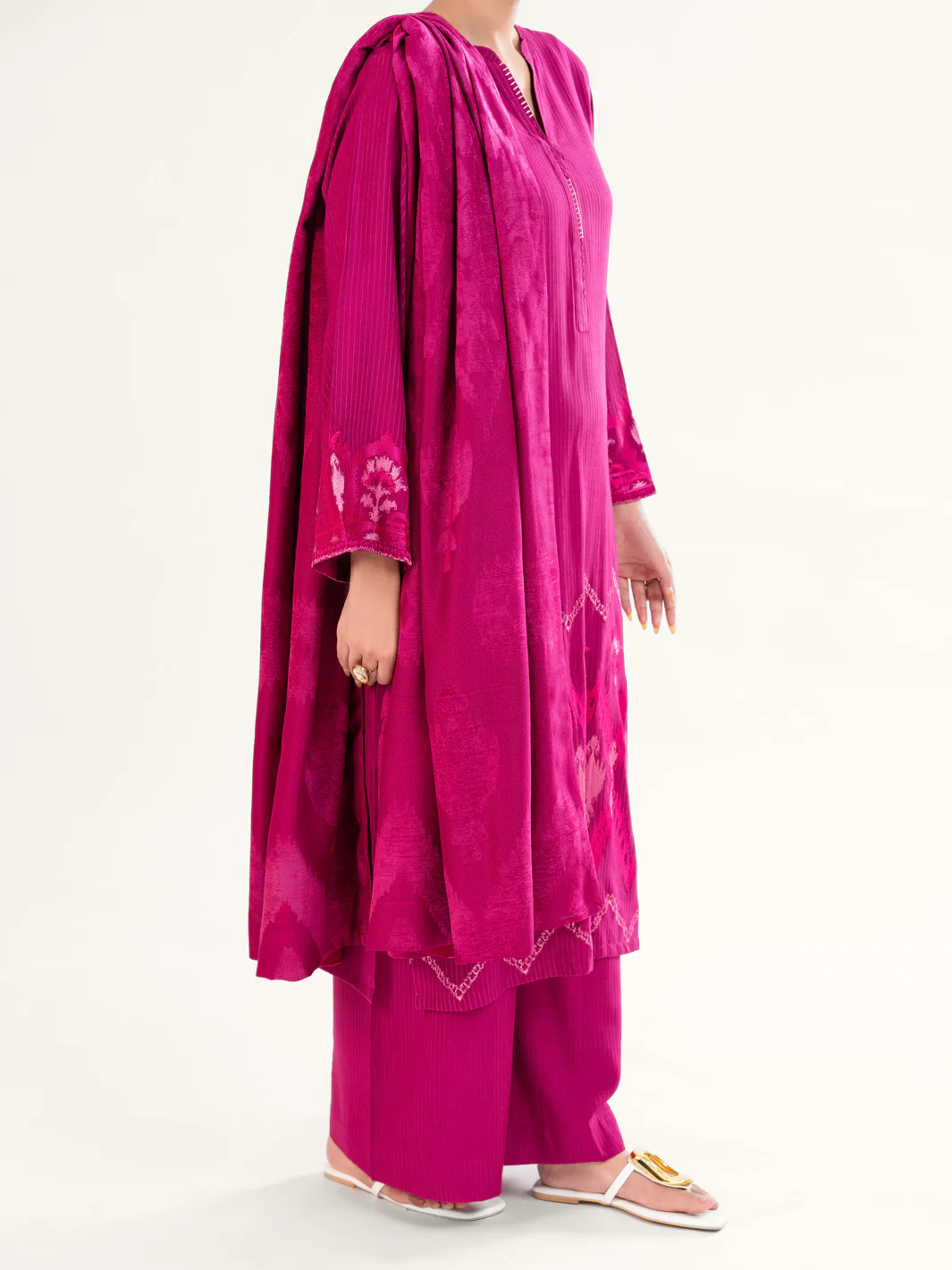 Pink Velvet Stripe 3Pc Stitched - AWP-3PS-766 - Image 7