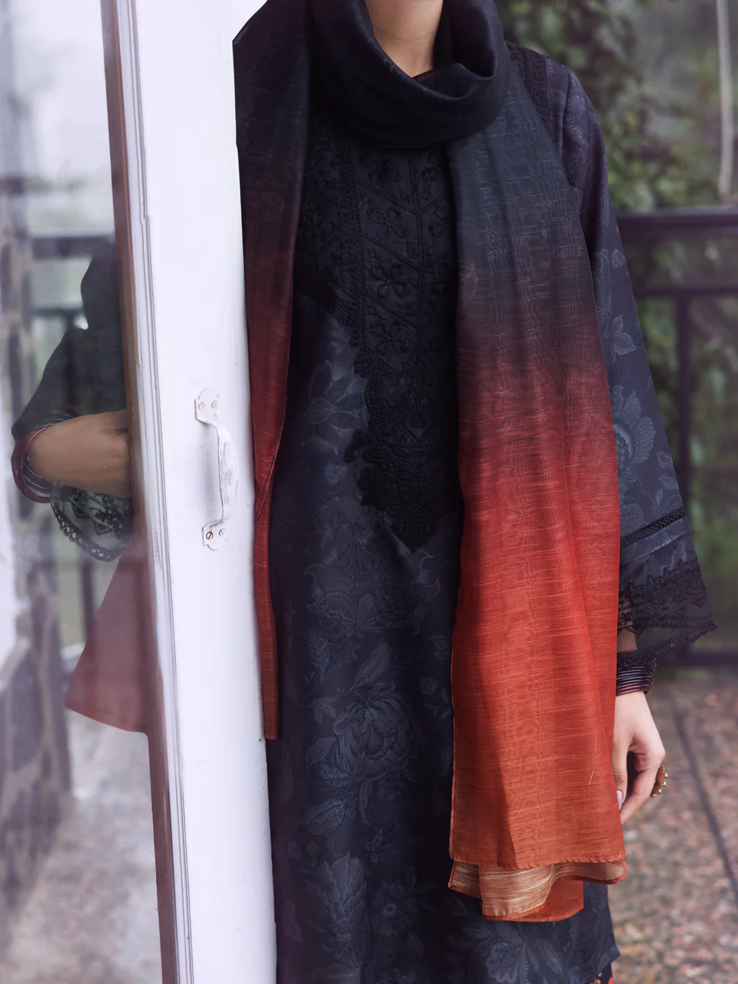 Black Jacquard 3Pc Unstitched - AWP-3PS-767 - Image 2