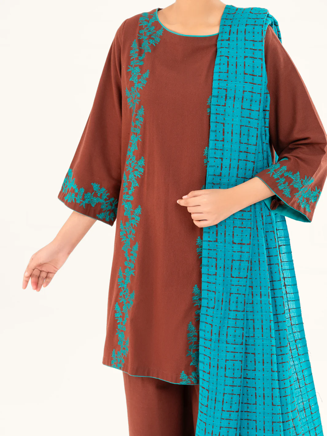 Brown Light Khaddar 3Pc Stitched - AWP-3PS-774 - Image 5