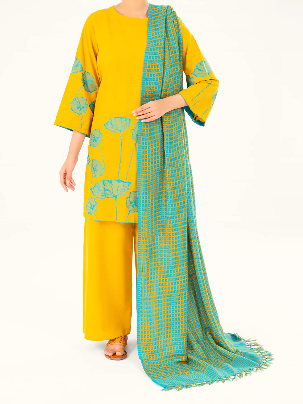 Mustard Light Khaddar 3Pc Stitched - AWP-3PS-775 - Image 5