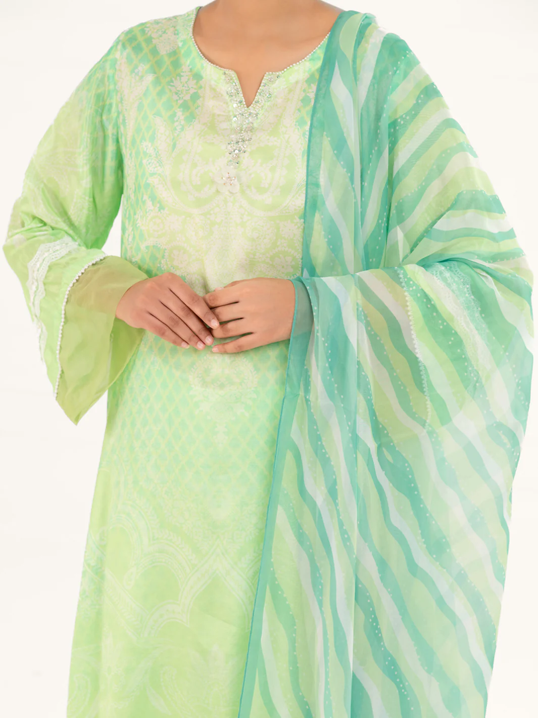 Light Green Thai Silk 3Pc Stitched - AWP-3PS-782 - Image 6