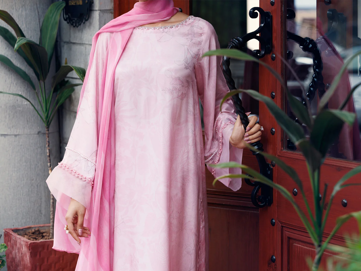 Light Pink Thai Silk 3Pc Stitched - AWP-3PS-784 - Image 3