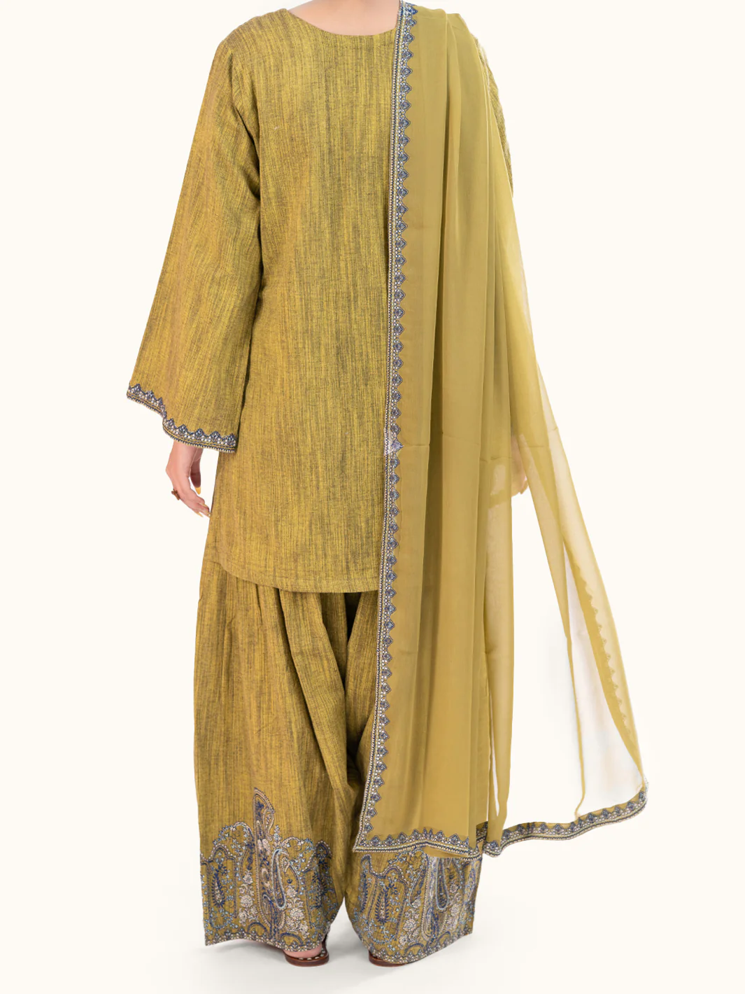 Mehndi Green Yarn Dyed 3Pc Stitched - AWP-3PS-786 - Image 5