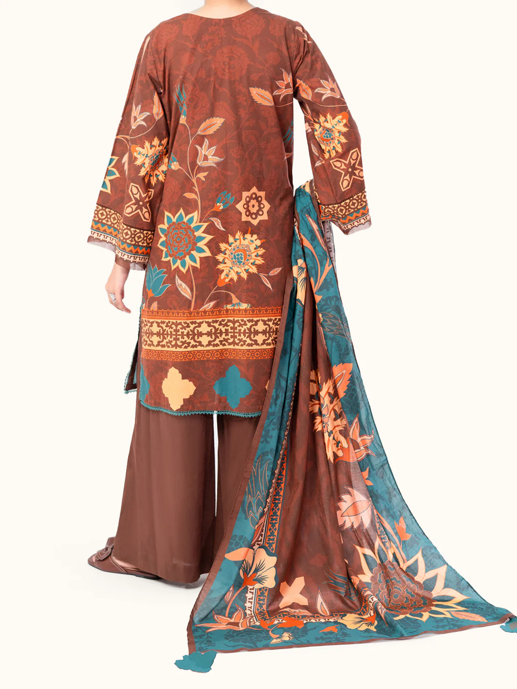 Brown Cambric 3Pc Unstitched - AWP-3PS-788 - Image 2