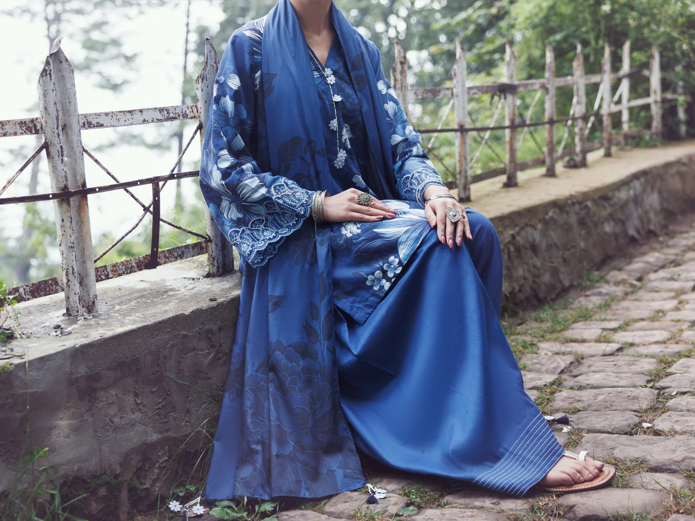 Blue Cambric 3Pc Unstitched - AWP-3PS-790 - Image 5