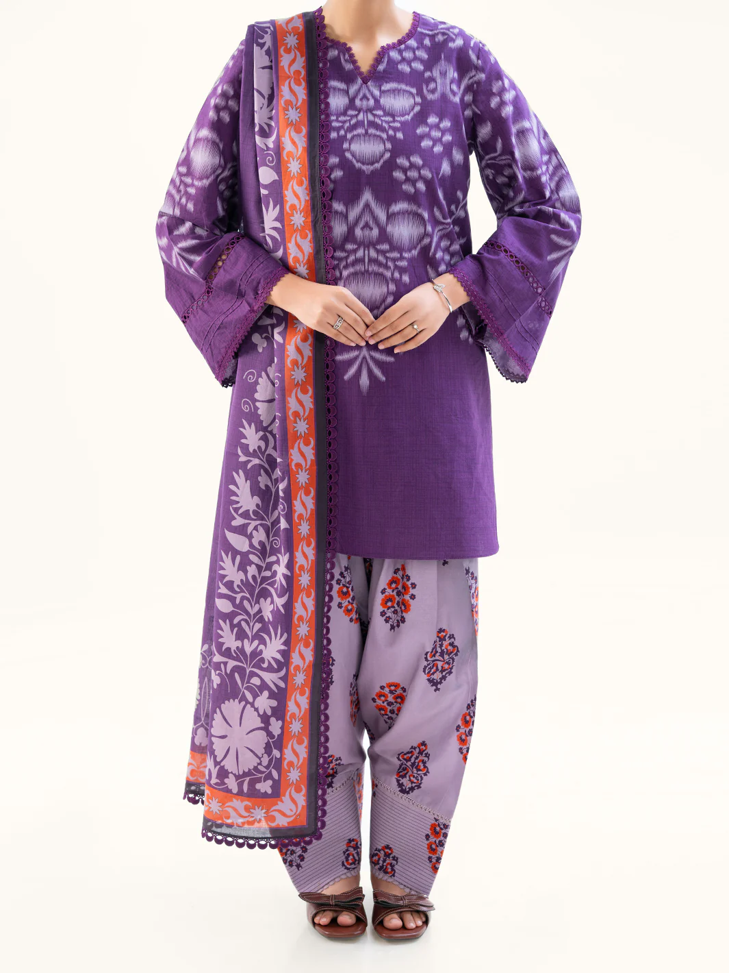 Plum Cambric 3Pc Unstitched - AWP-3PS-791 - Image 4