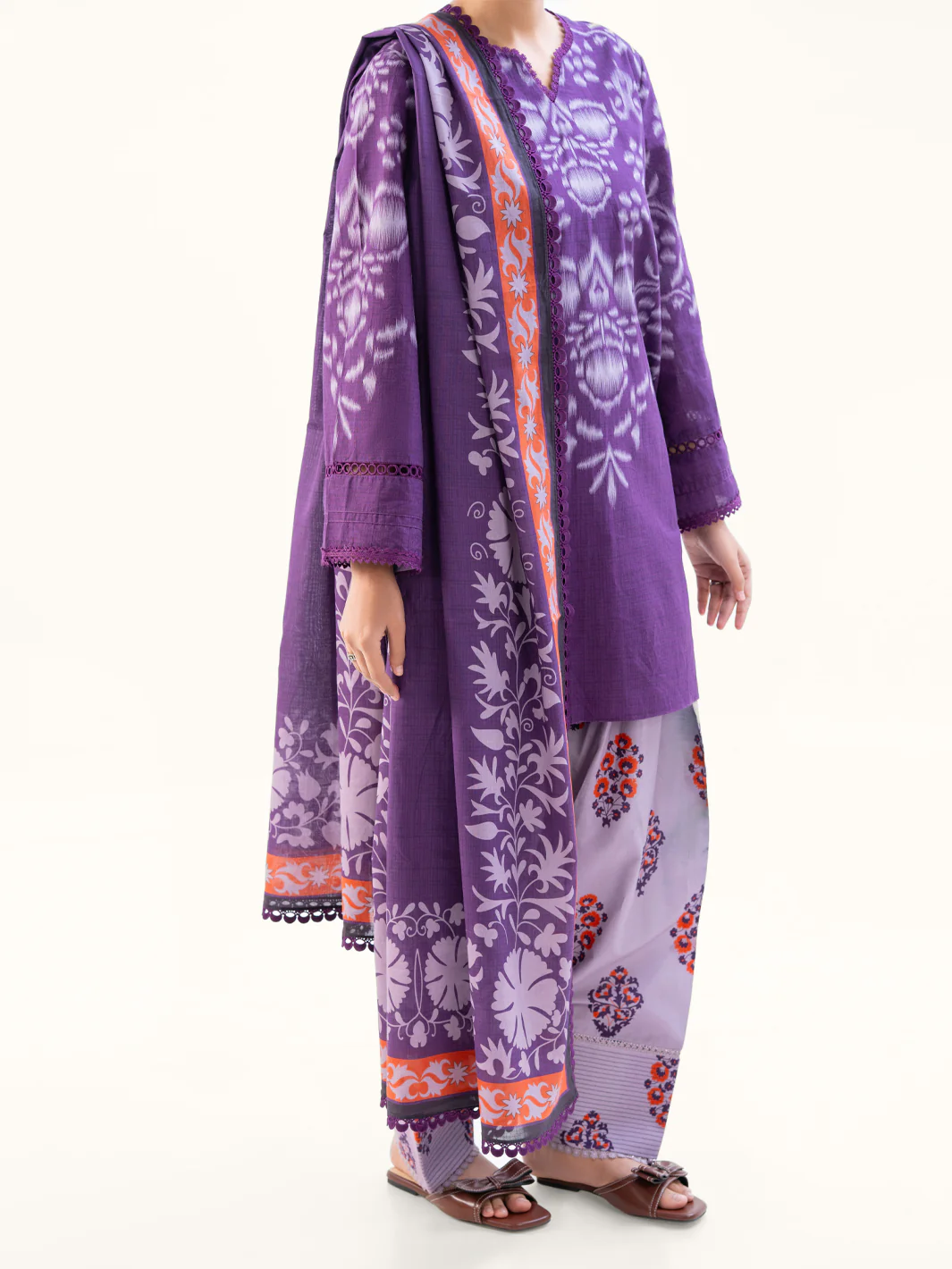 Plum Cambric 3Pc Unstitched - AWP-3PS-791 - Image 7