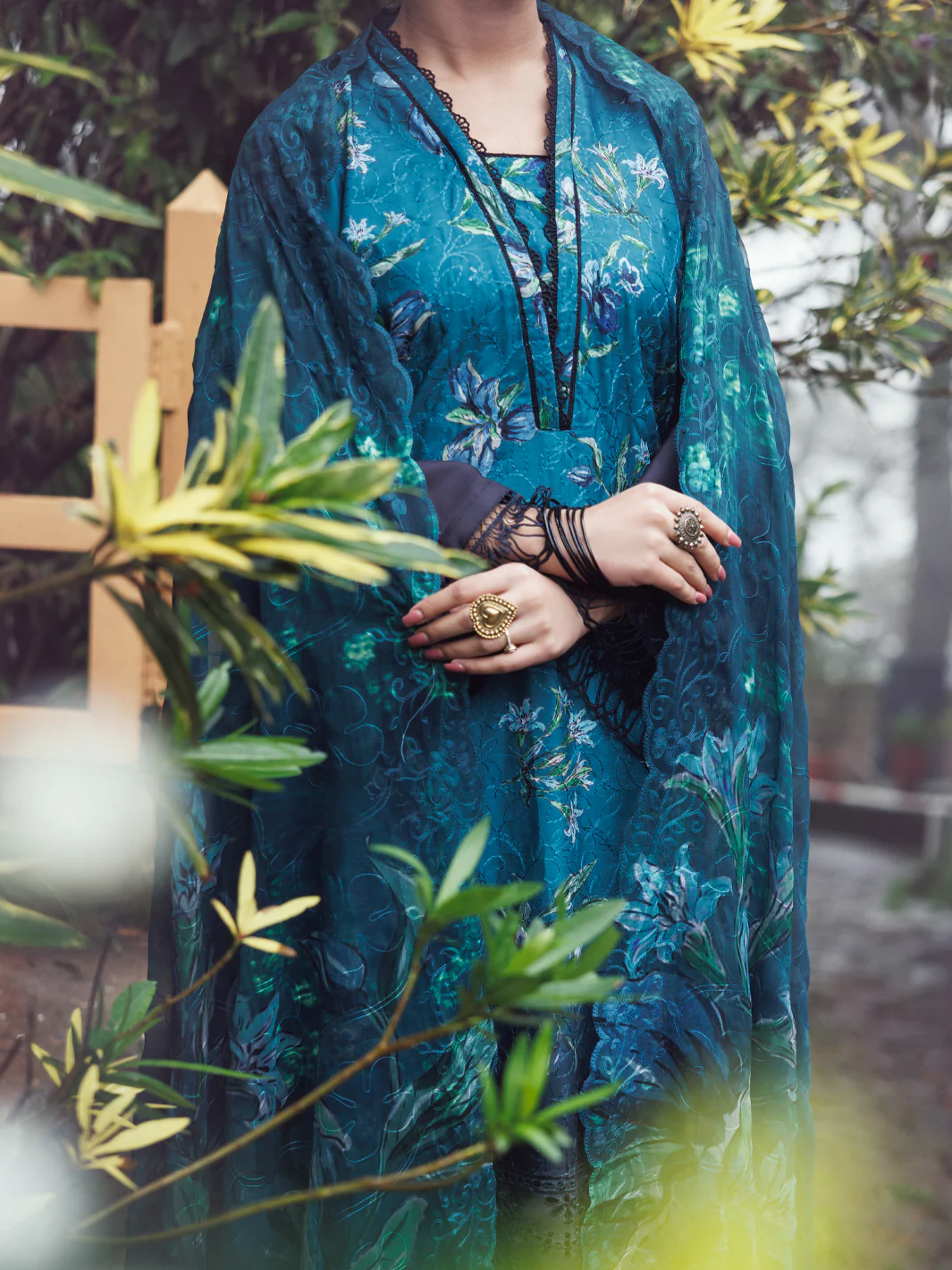 Teal Cambric 3Pc Unstitched - AWP-3PS-794 - Image 2