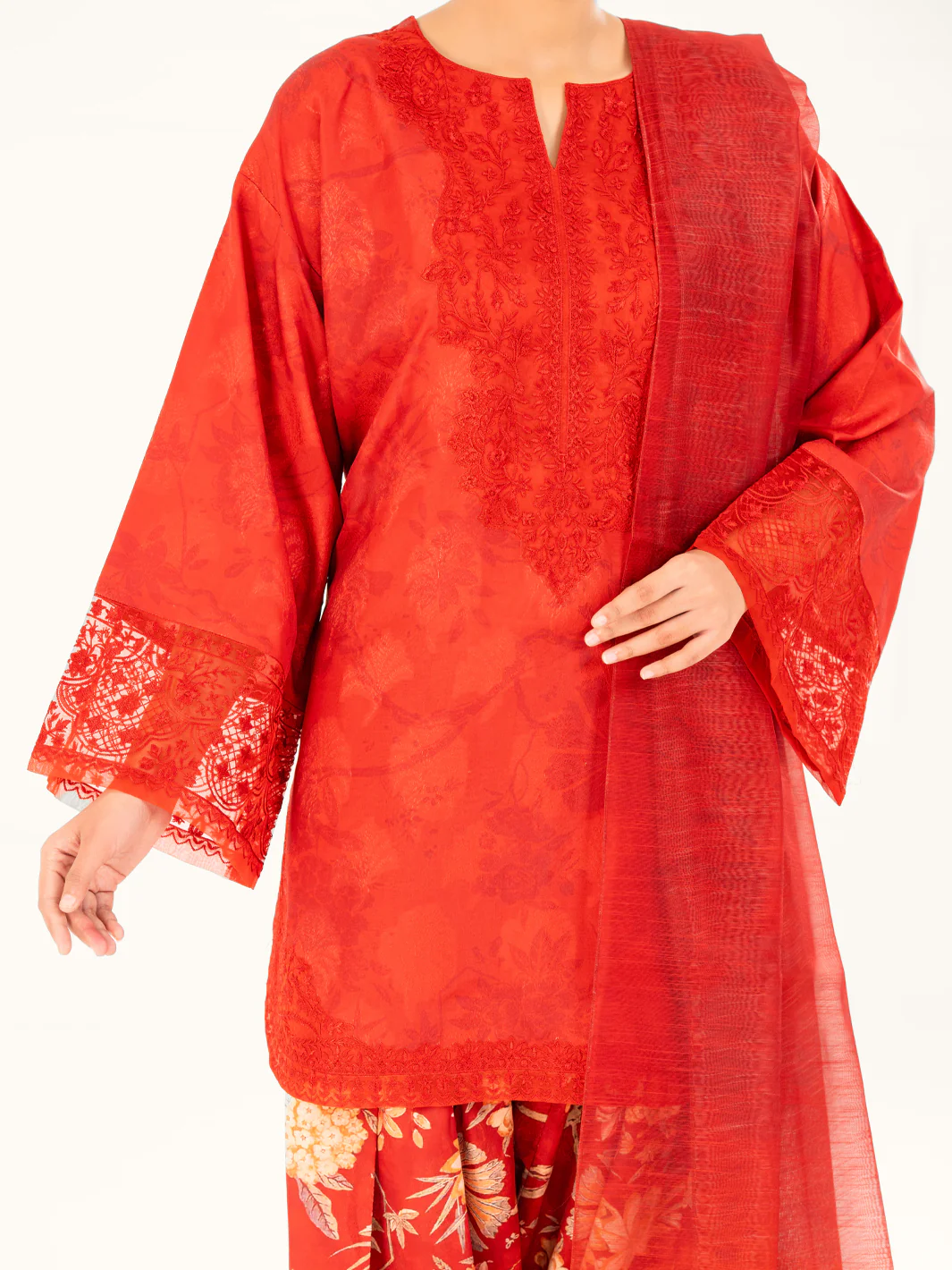 Red Poly-Jacquard 3Pc Stitched - AWP-3PS-797 - Image 3
