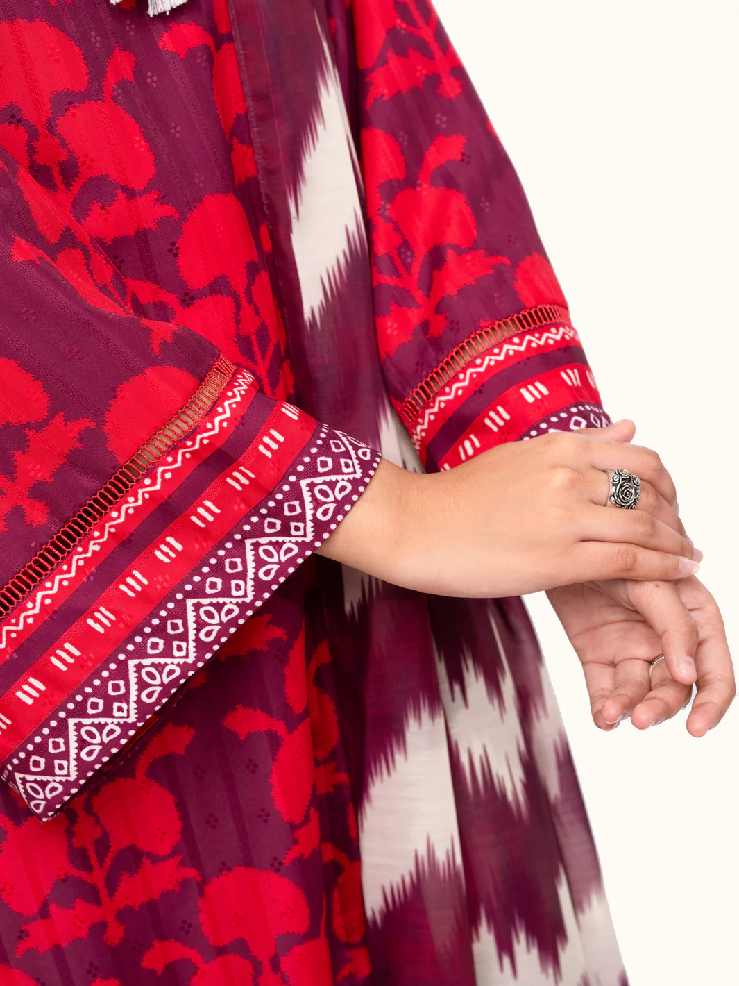 Plum Jacquard 3Pc Unstitched - AWP-3PS-801 - Image 4