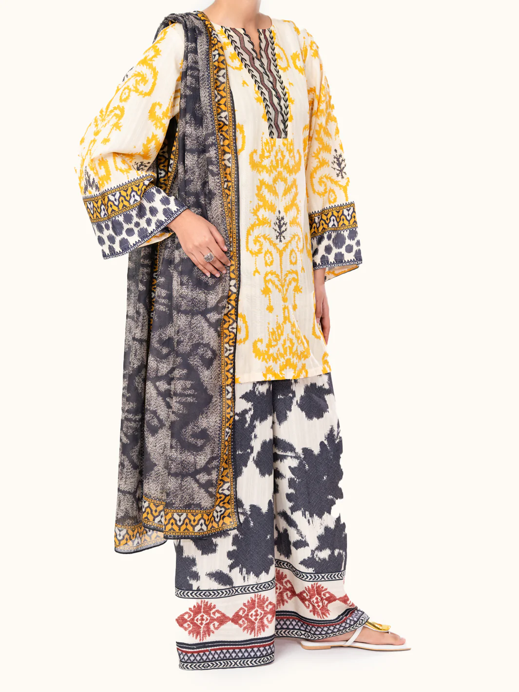 Lemon Lino Kara 3Pc Unstitched - AWP-3PS-802 - Image 2