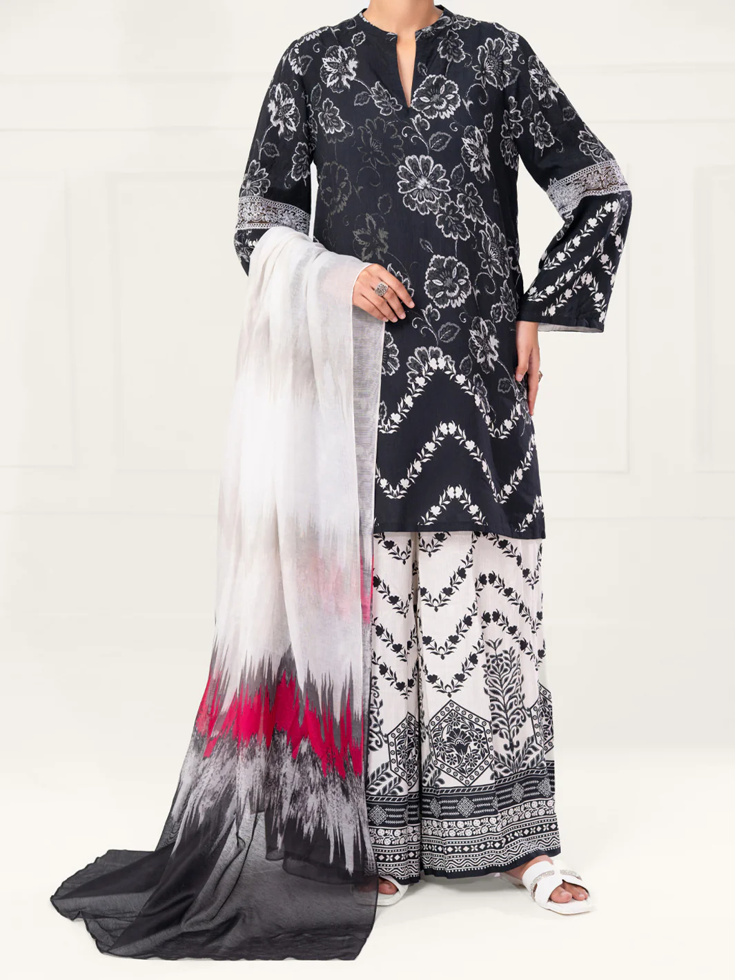 Black Viscose Silk 3Pc Unstitched - AWP-3PS-803 - Image 6
