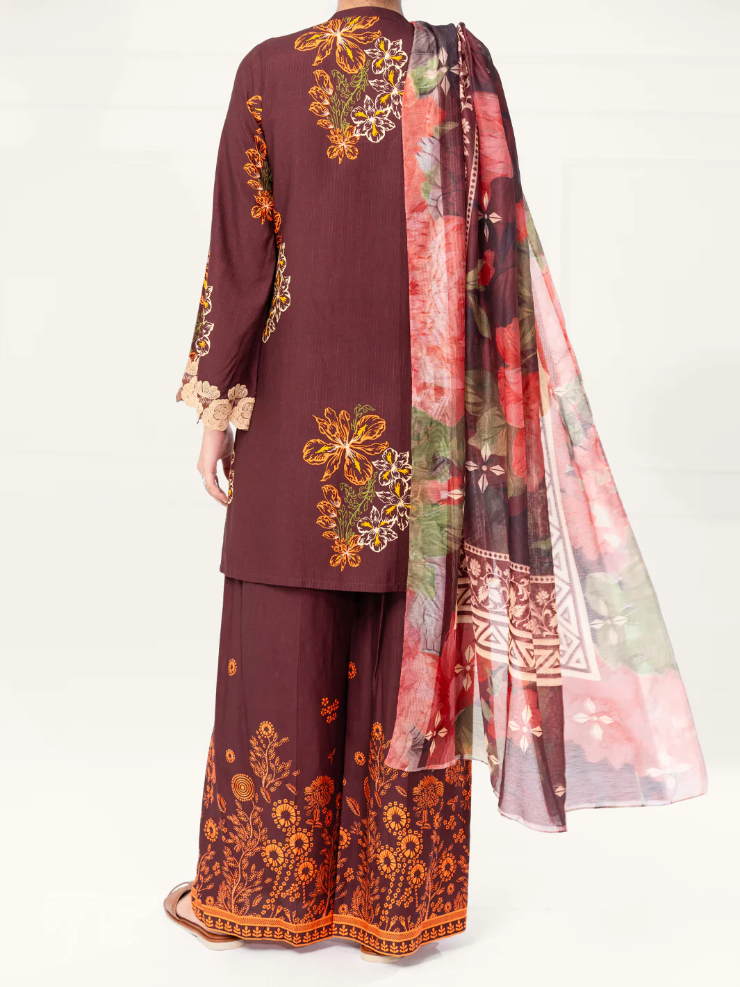 Maroon Viscose Raw Silk 3Pc Unstitched - AWP-3PS-805 - Image 2