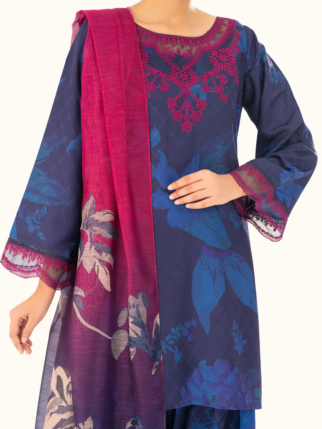 Blue Swiss Jacquard 3Pc Stitched - AWP-3PS-866 - Image 2