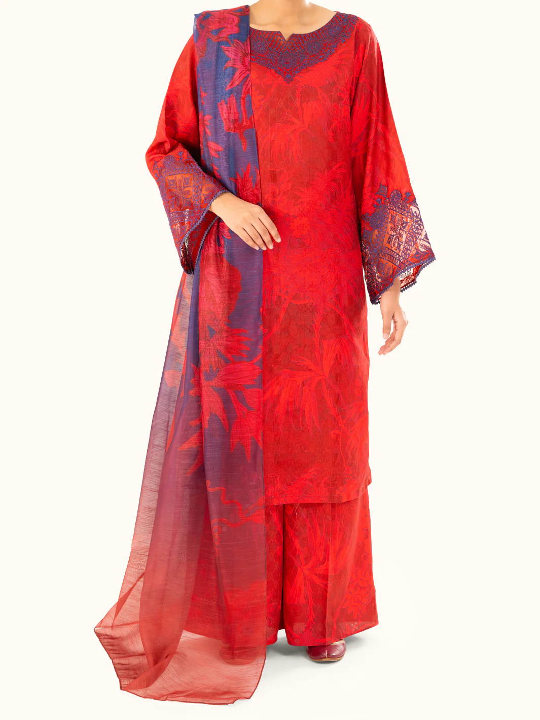 Red Swiss Jacquard 3Pc Stitched - AWP-3PS-867