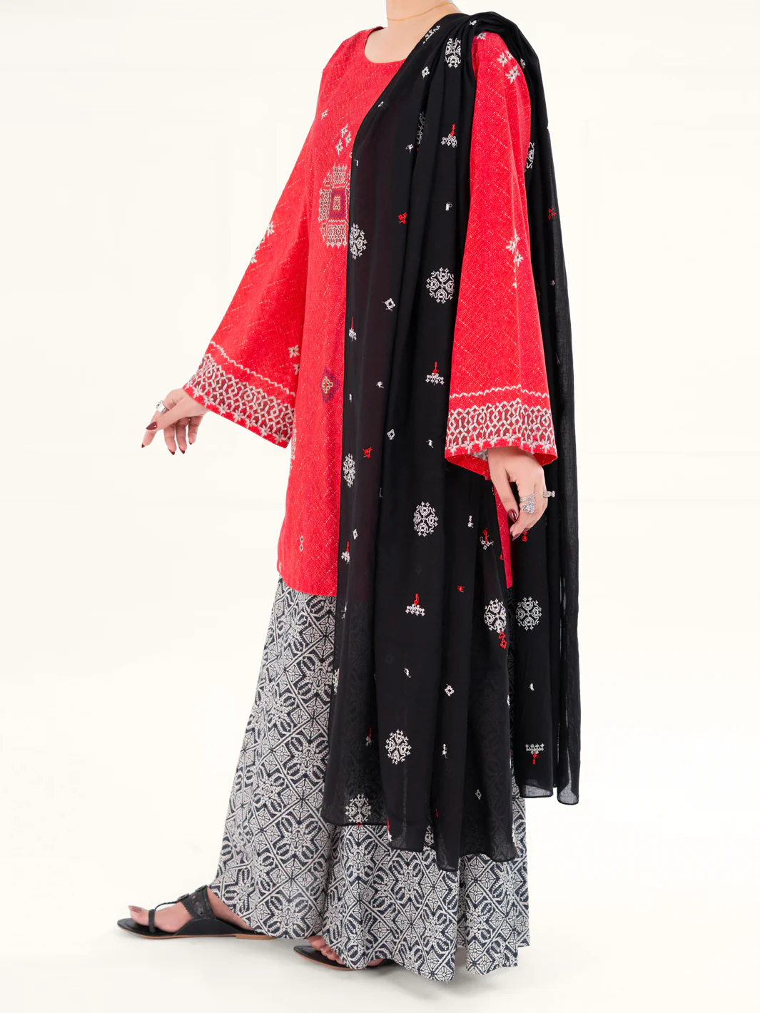 Red Cambric 3Pc Stitched - AWP-3PS-868 - Image 5