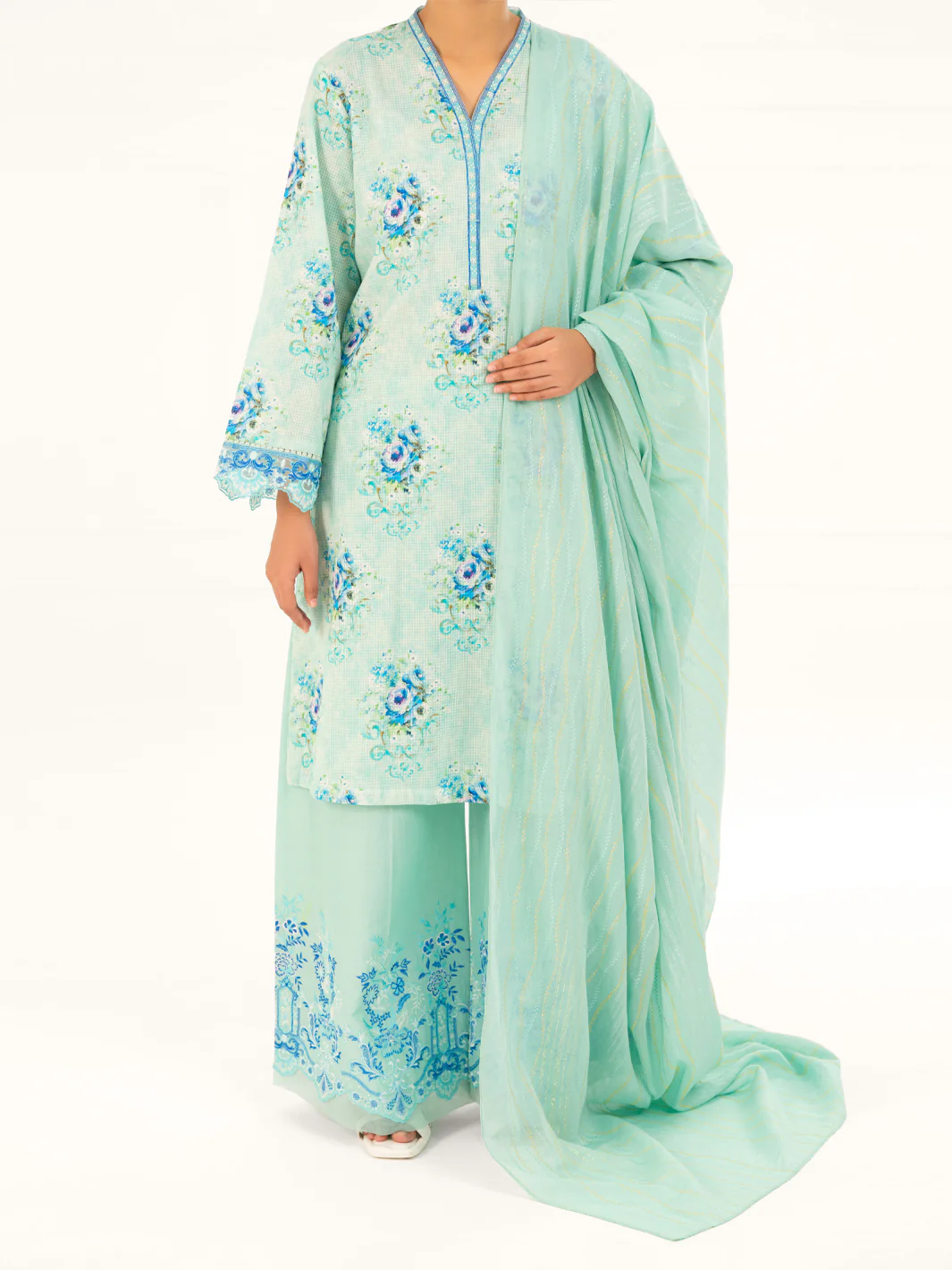 Ice Blue Dobby 3Pc Stitched - AWP-3PS-879 - Image 6
