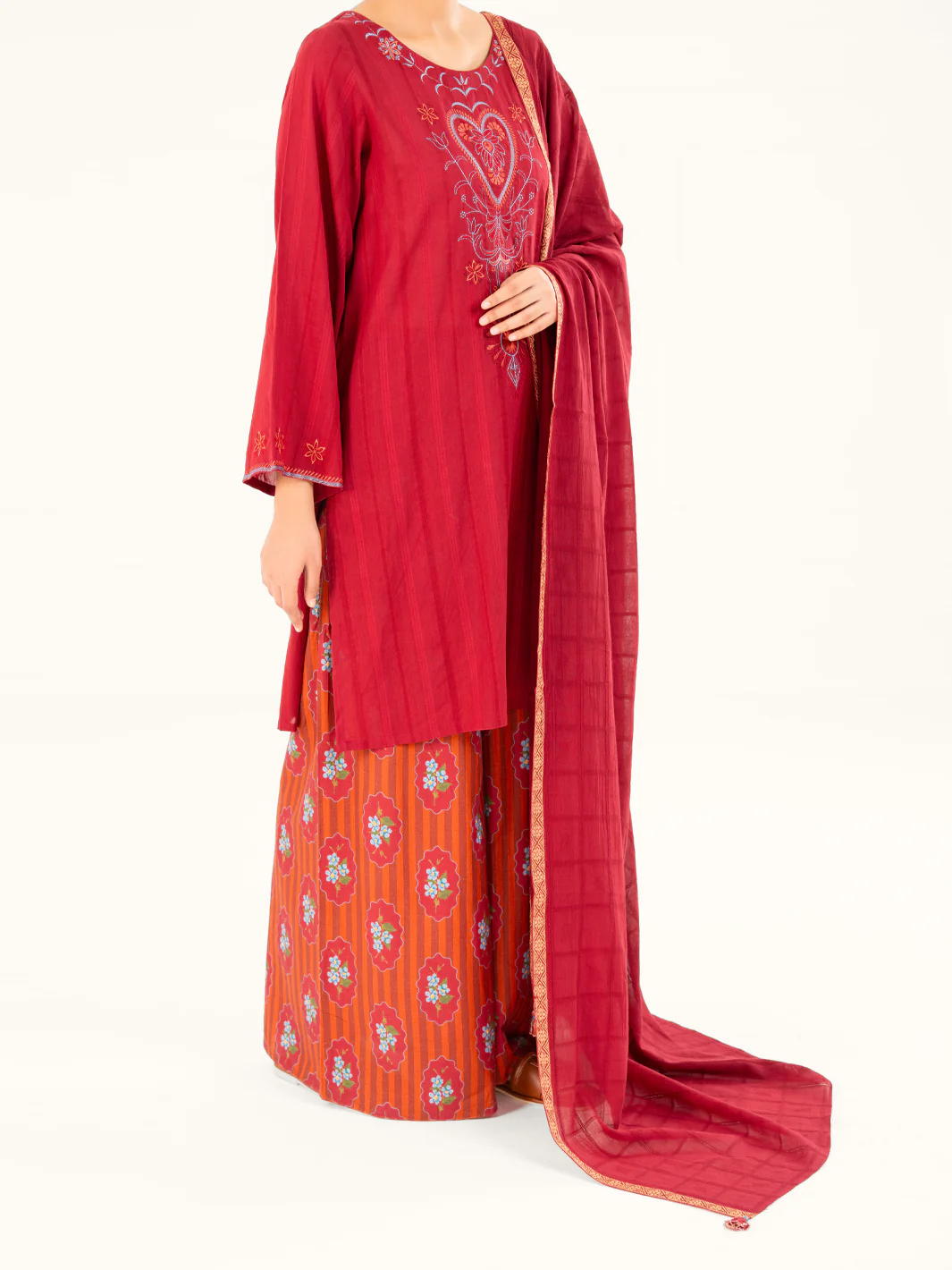 Maroon Dobby 3Pc Stitched - AWP-3PS-884 - Image 3