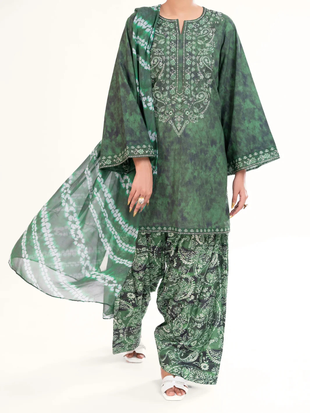 Green Cambric 3Pc Stitched - AWP-3PS-887 - Image 5