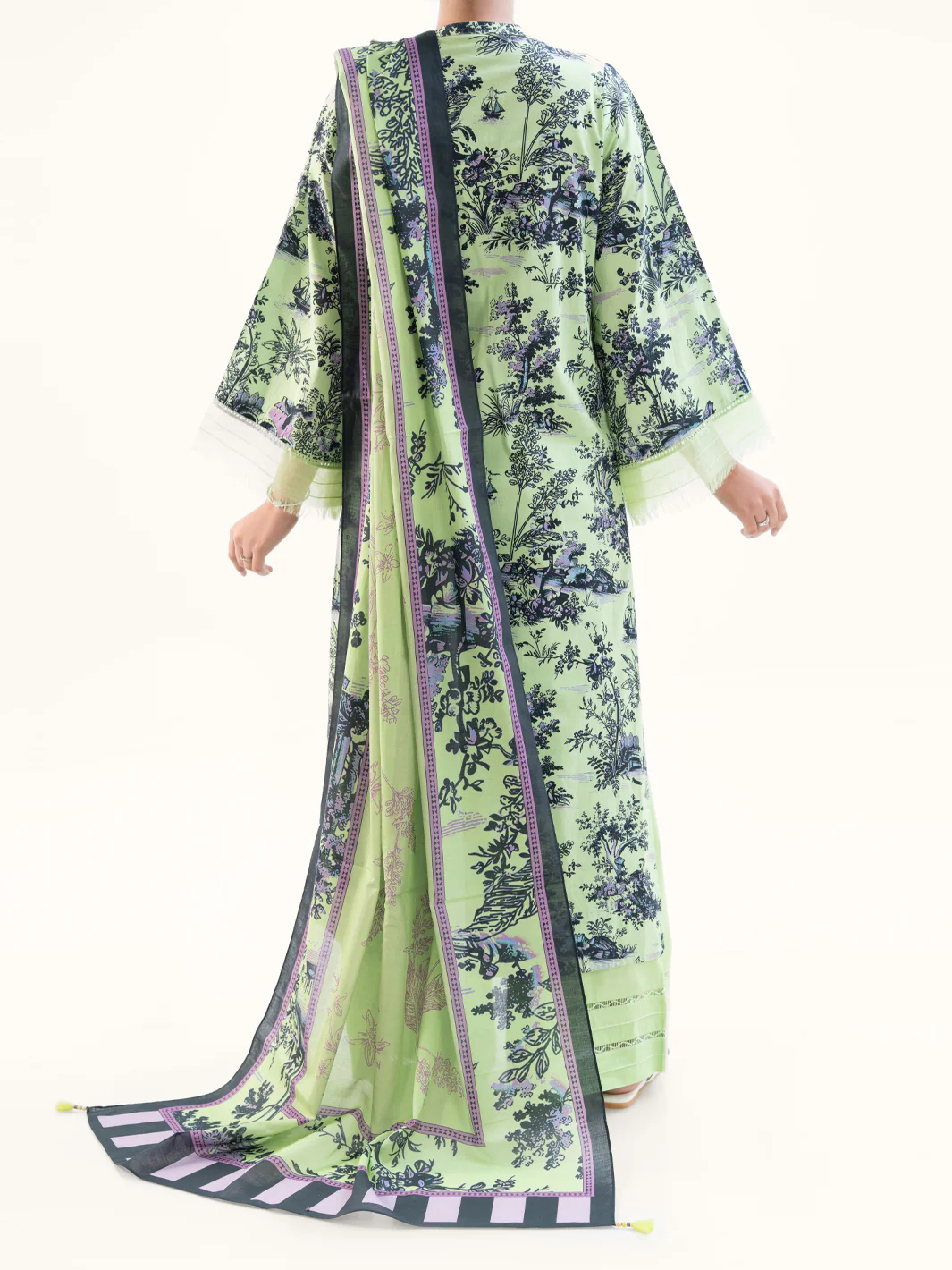 Light Green Cambric 3Pc Unstitched - AWP-3PS-889 - Image 3