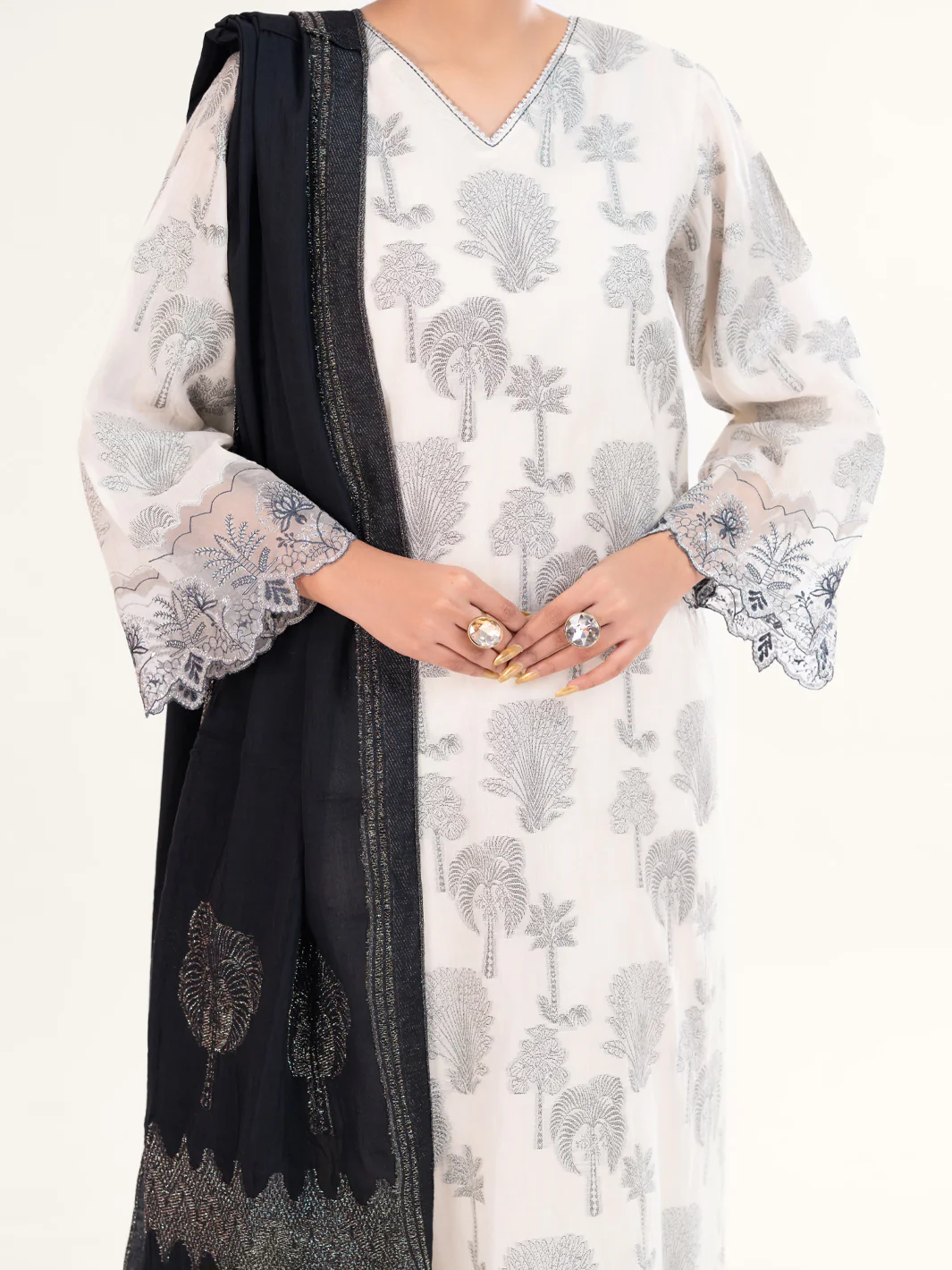 Off White Yarn Dyed 3Pc Stitched - AWP-3PS-927 - Image 2
