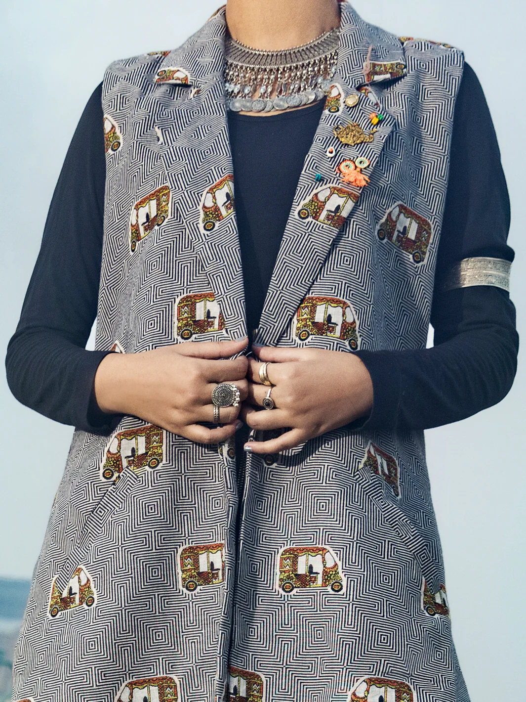 Black & White Yarn-Dyed Jacket - AWP-JT-492 - Image 4