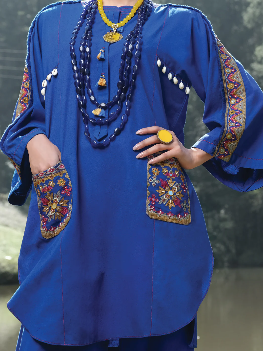 Royal Blue Karandi Tunic - AWP-LK-285 - Image 2