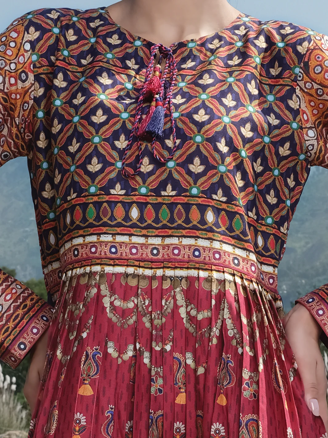 Maroon Cambric Tunic - AWP-LK-298 - Image 2