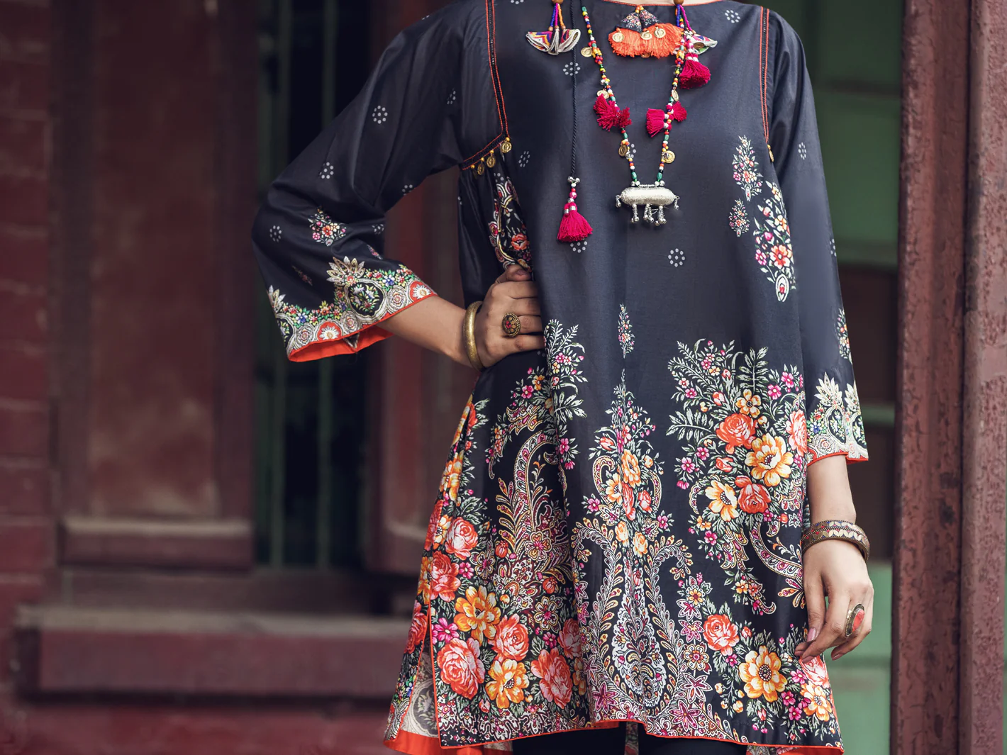 Black Cambric Tunic - AWP-LK-372 - Image 4