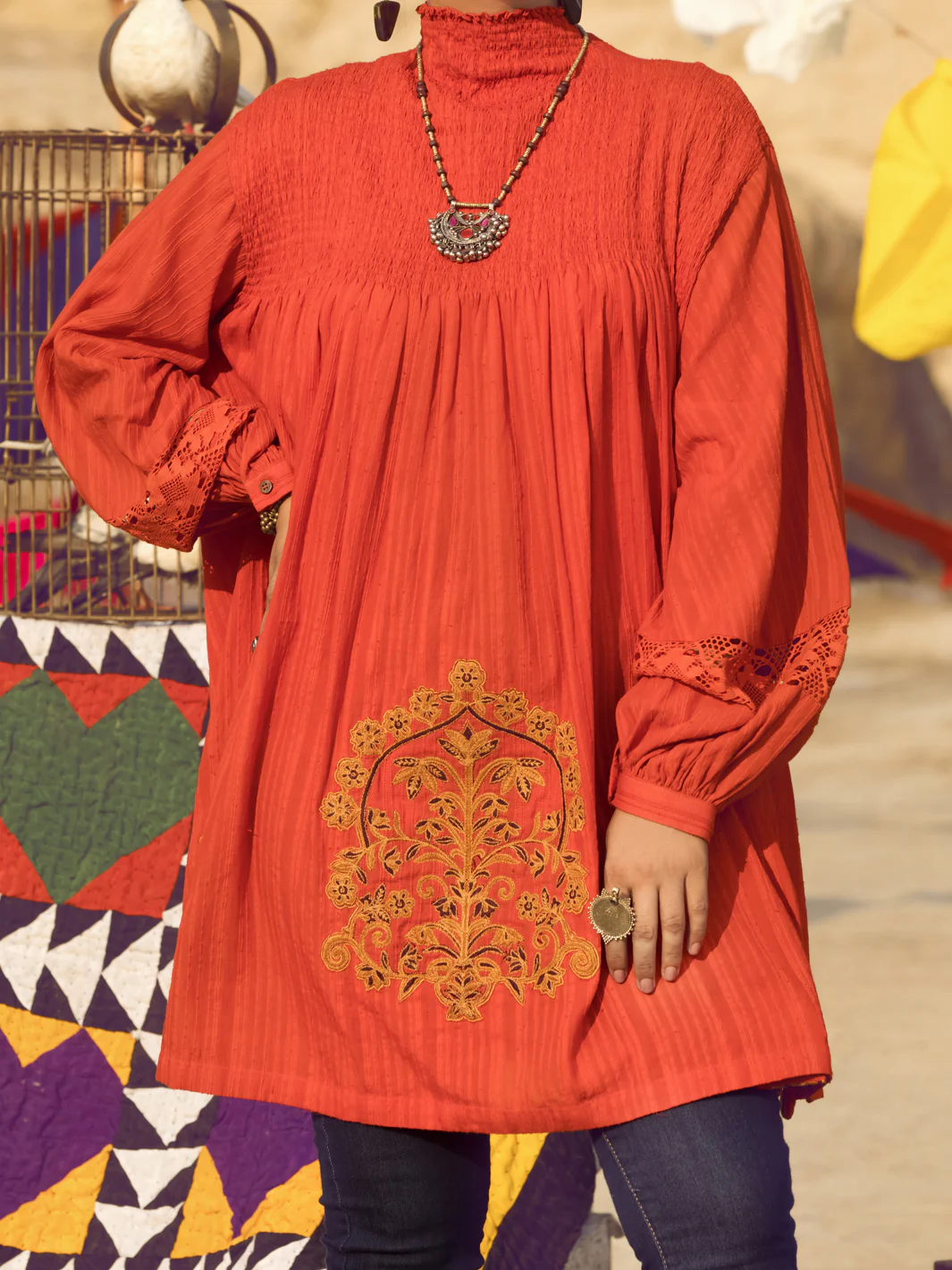 Orange Dobby Tunic - AWP-LK-376 - Image 2