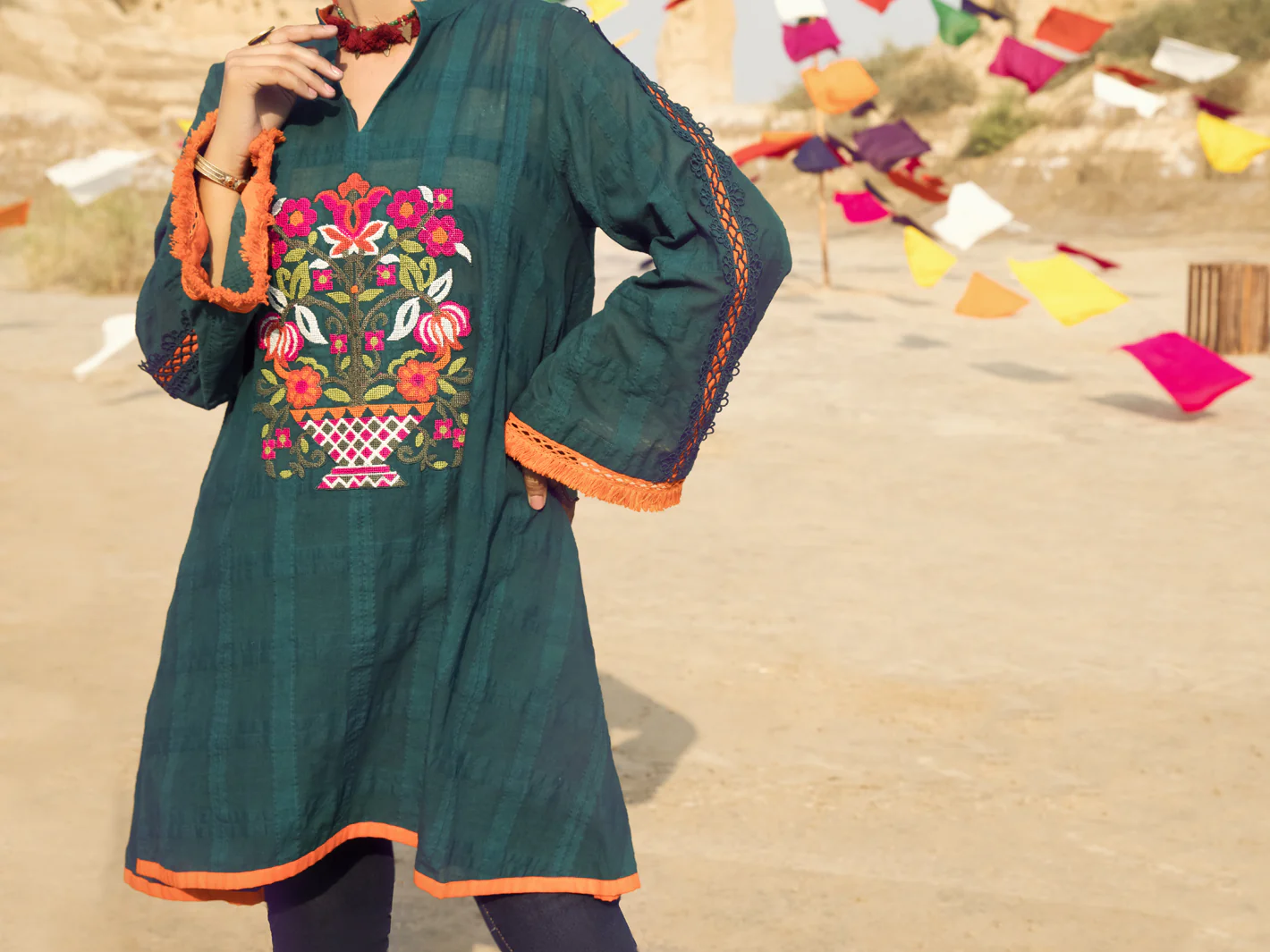 Green Dobby Tunic - AWP-LK-379 - Image 3