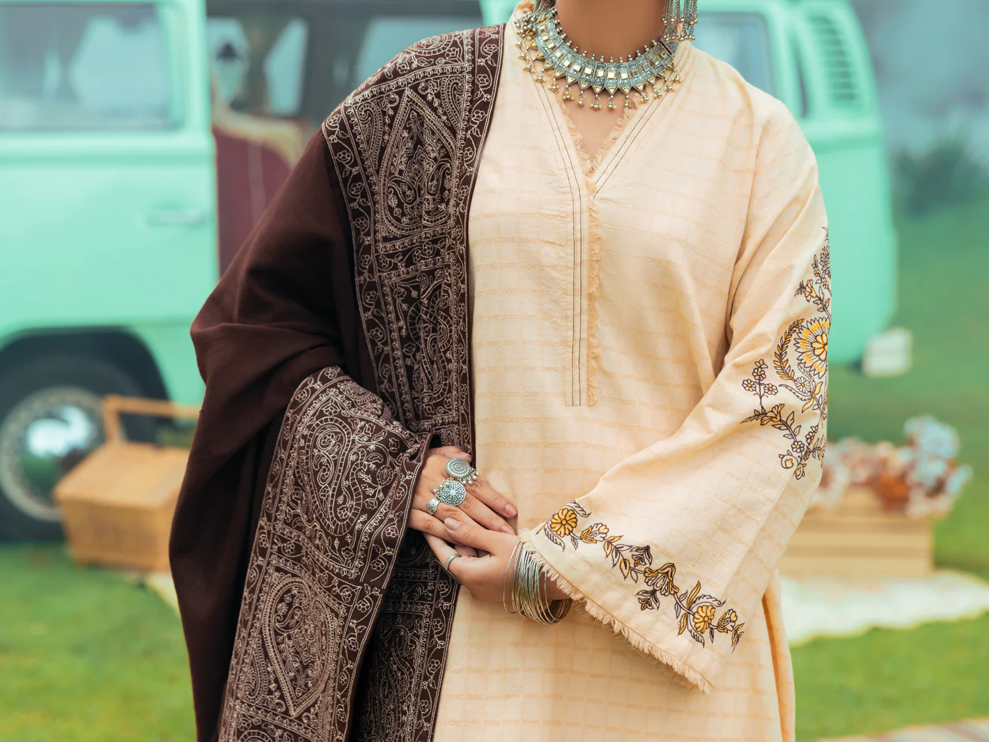 Cream Kurti - AWP-LK-551 - Image 4