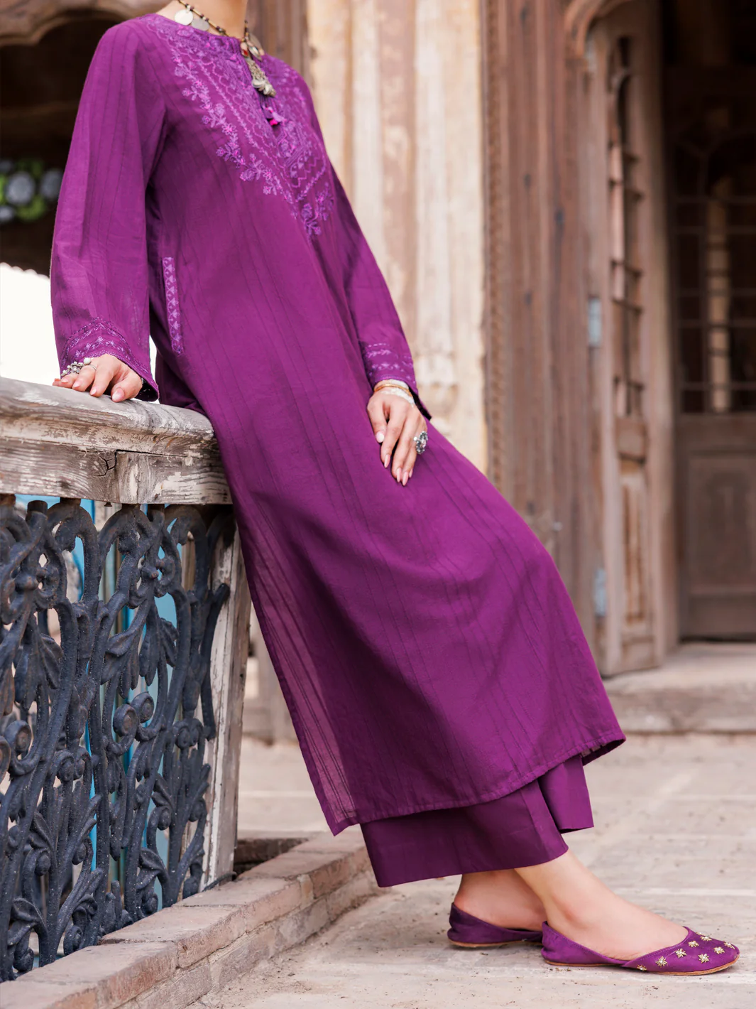 Purple Stripe Dobby Tunic - AWP-LK-704 - Image 2